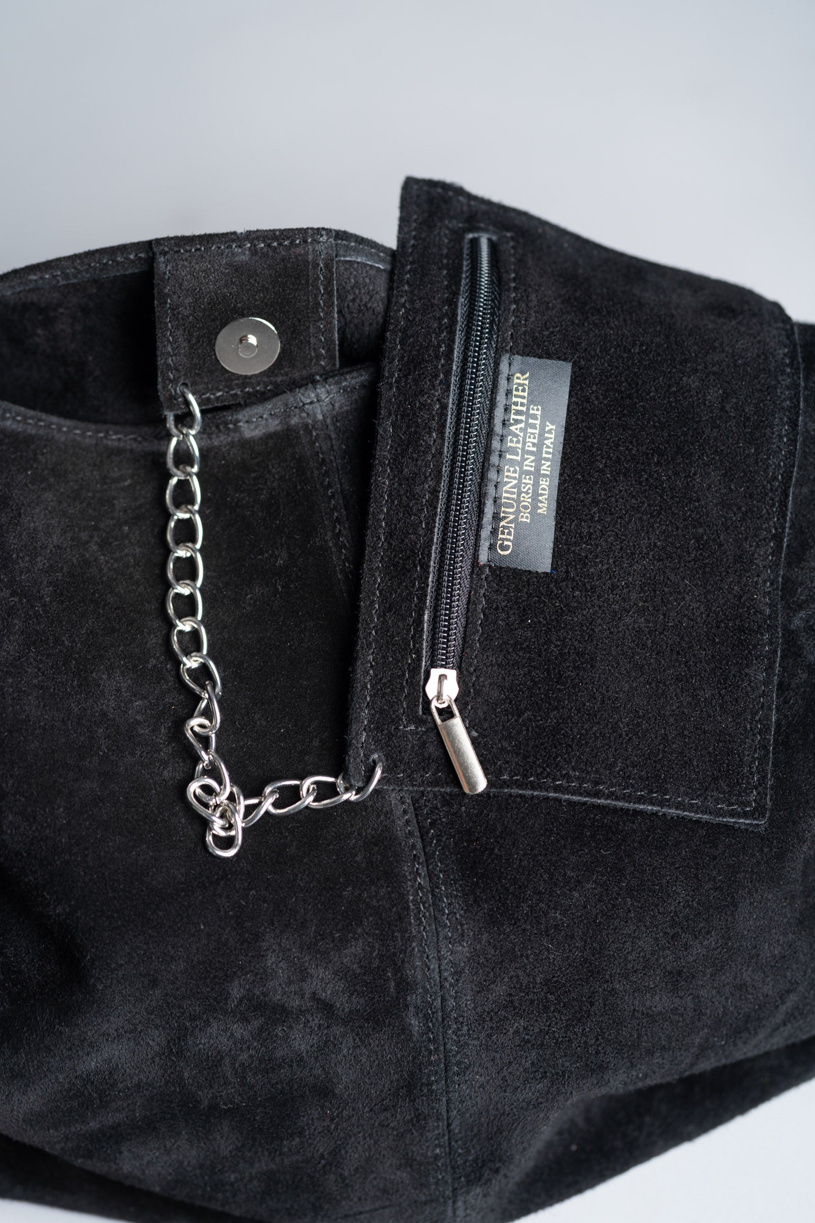 Olsen Black Genuine Suede Slouchy Bag