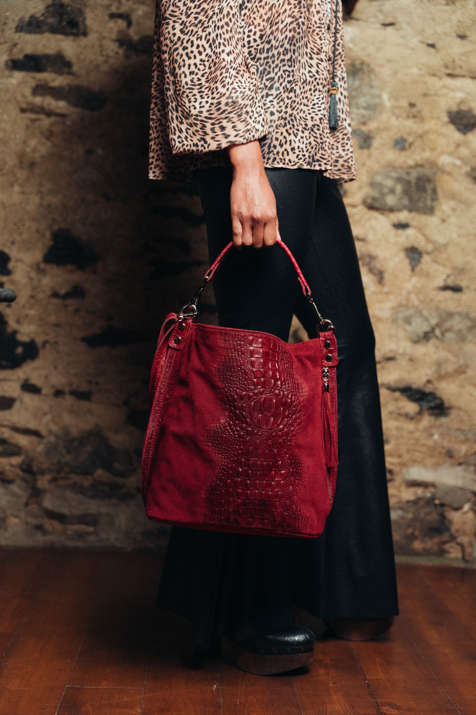Rapture Ruby Genuine Suede Slouch Bag