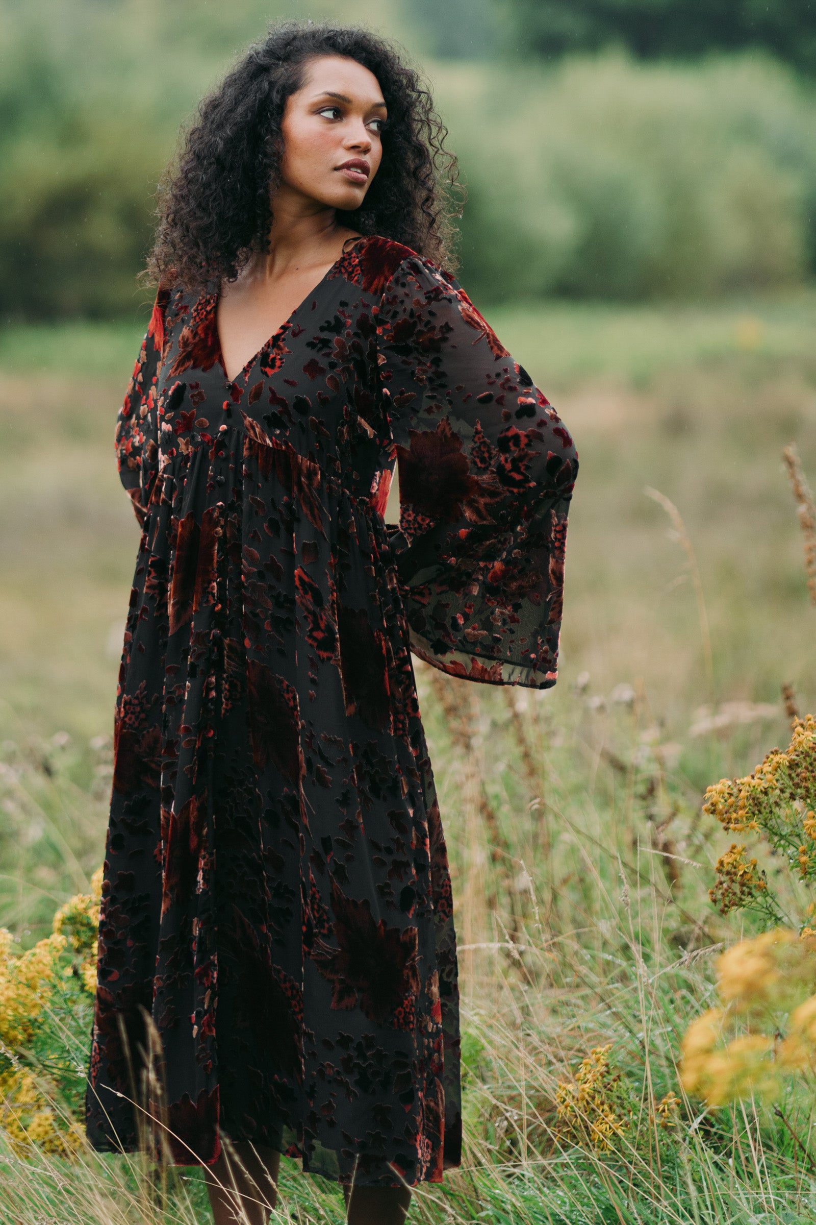 Rooms on Fire Devore Midi Dress