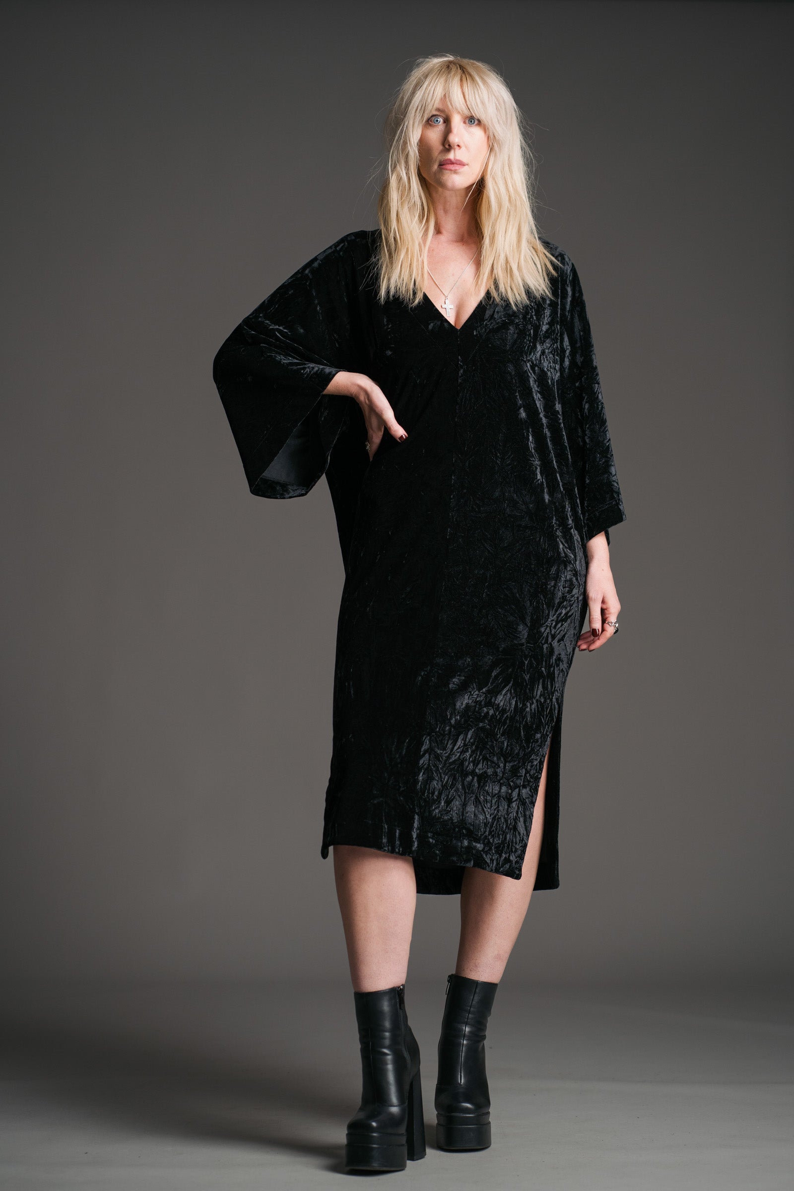 crushed velvet midi dress Rumours Velvet Bohemian Midi Dress