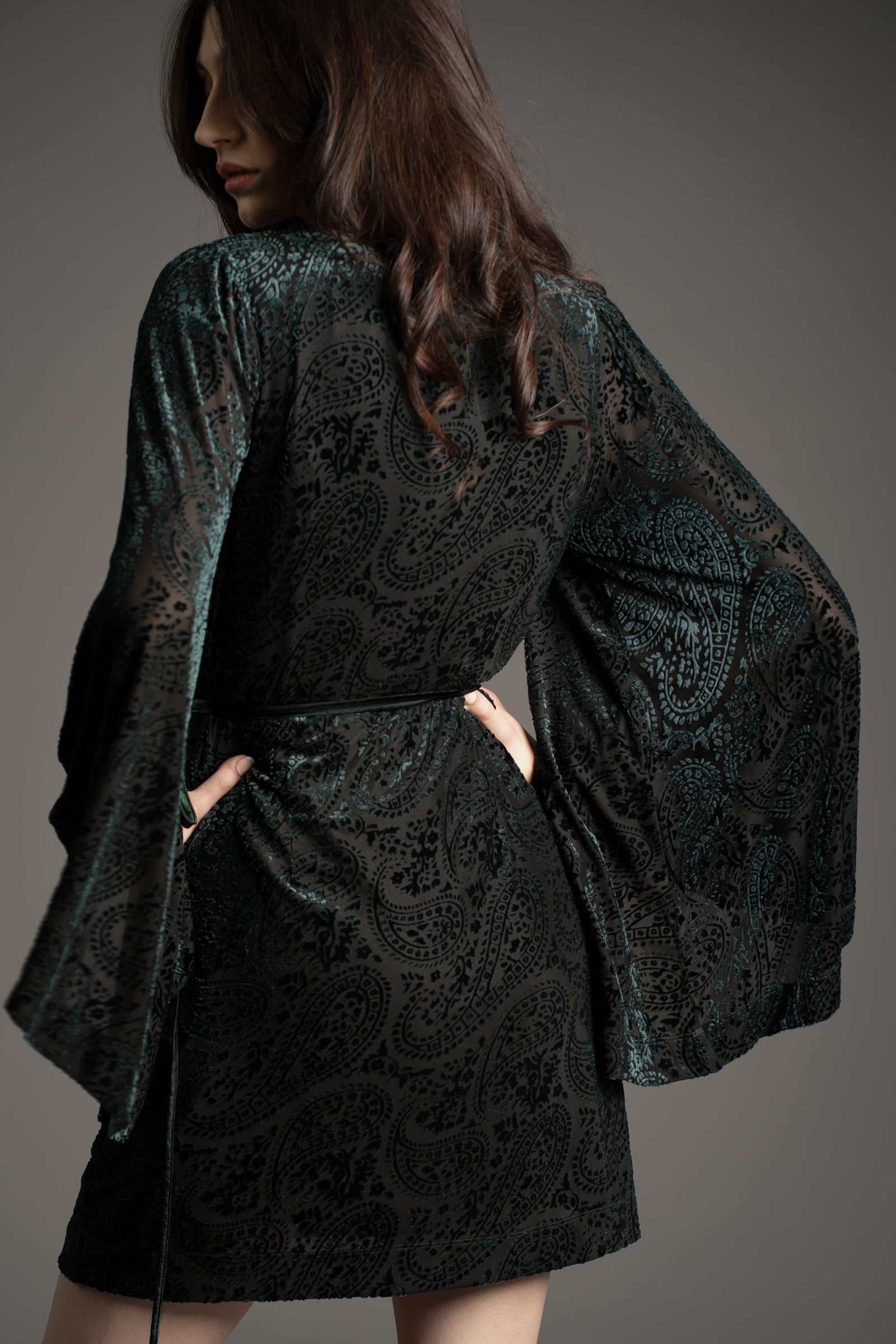 Siren Teal Devore Wrap Dress