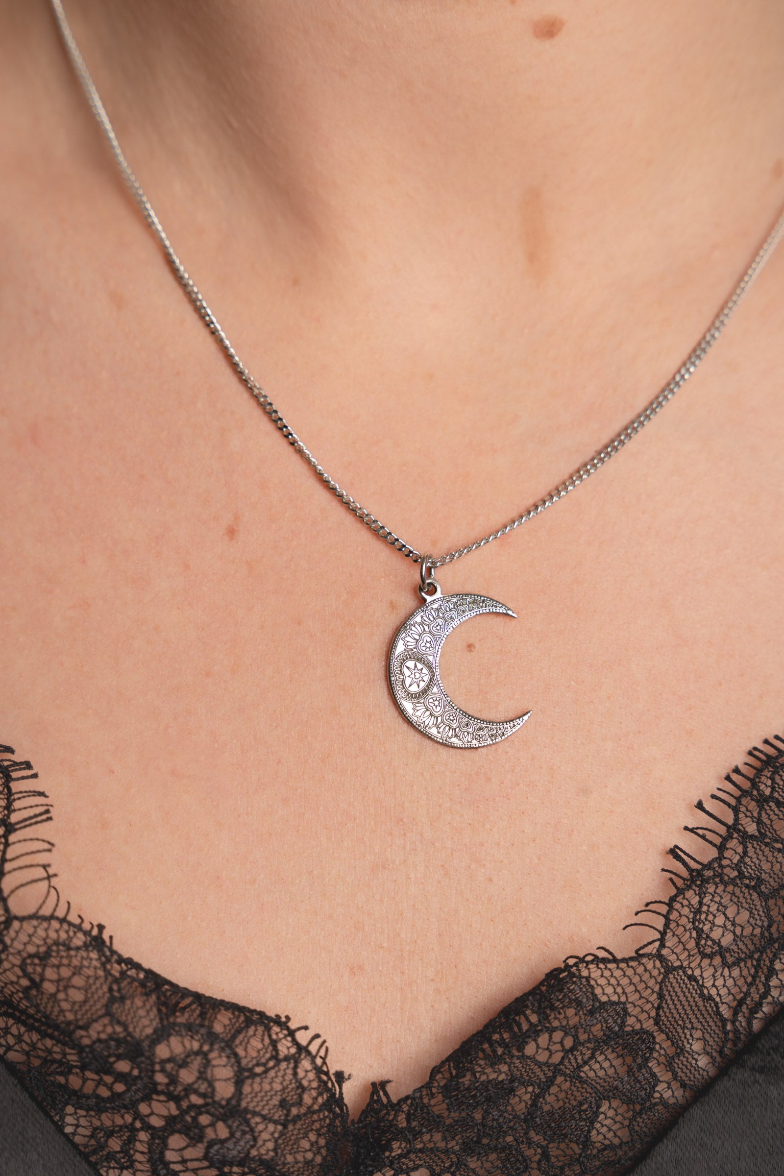 Sterling Silver Crescent Moon Pendant