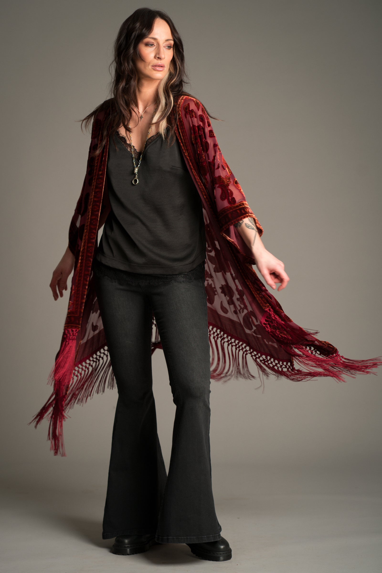 Stevie Plum Paisley Devore Kimono