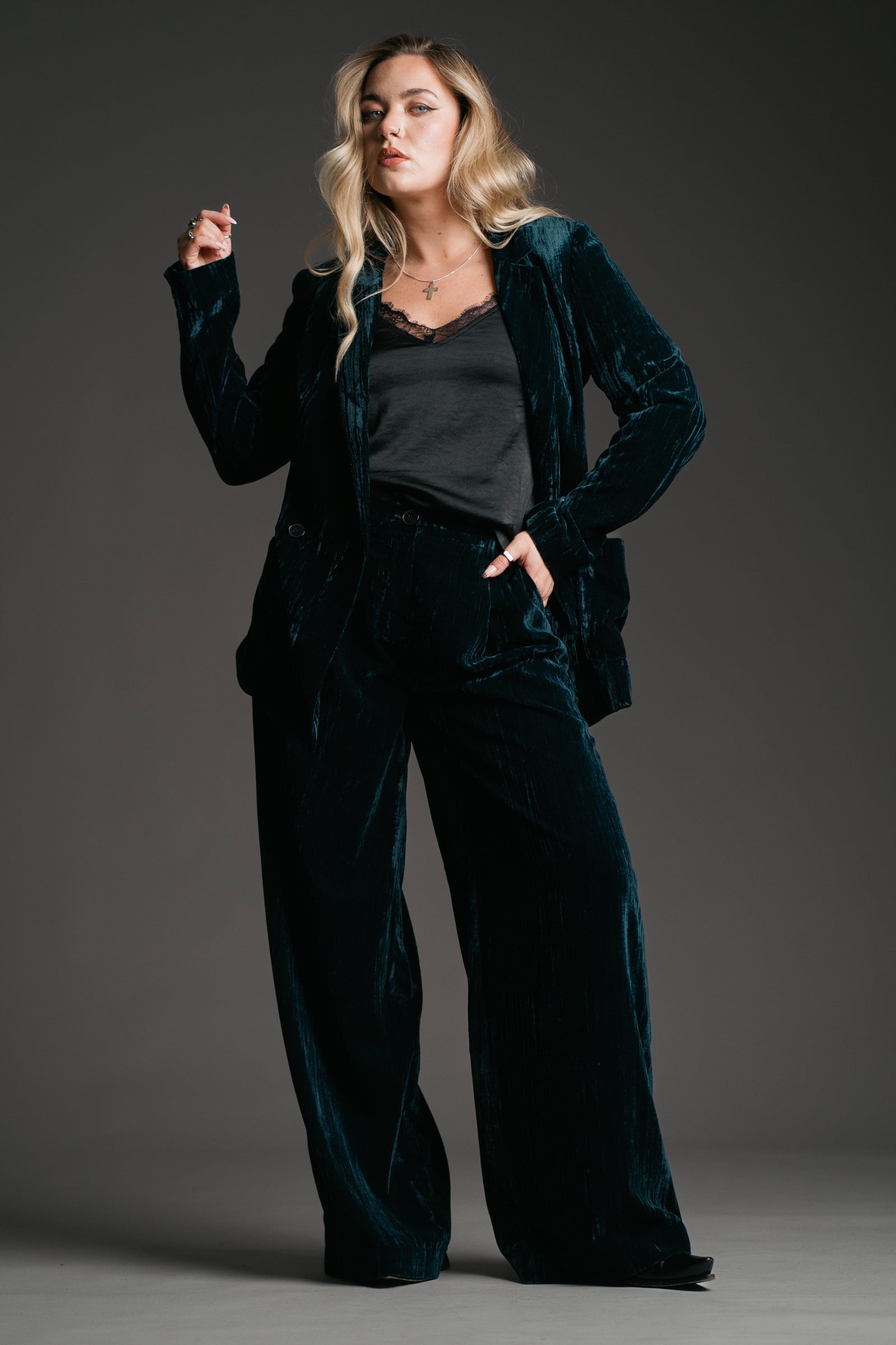 Jagger Teal Velvet Blazer