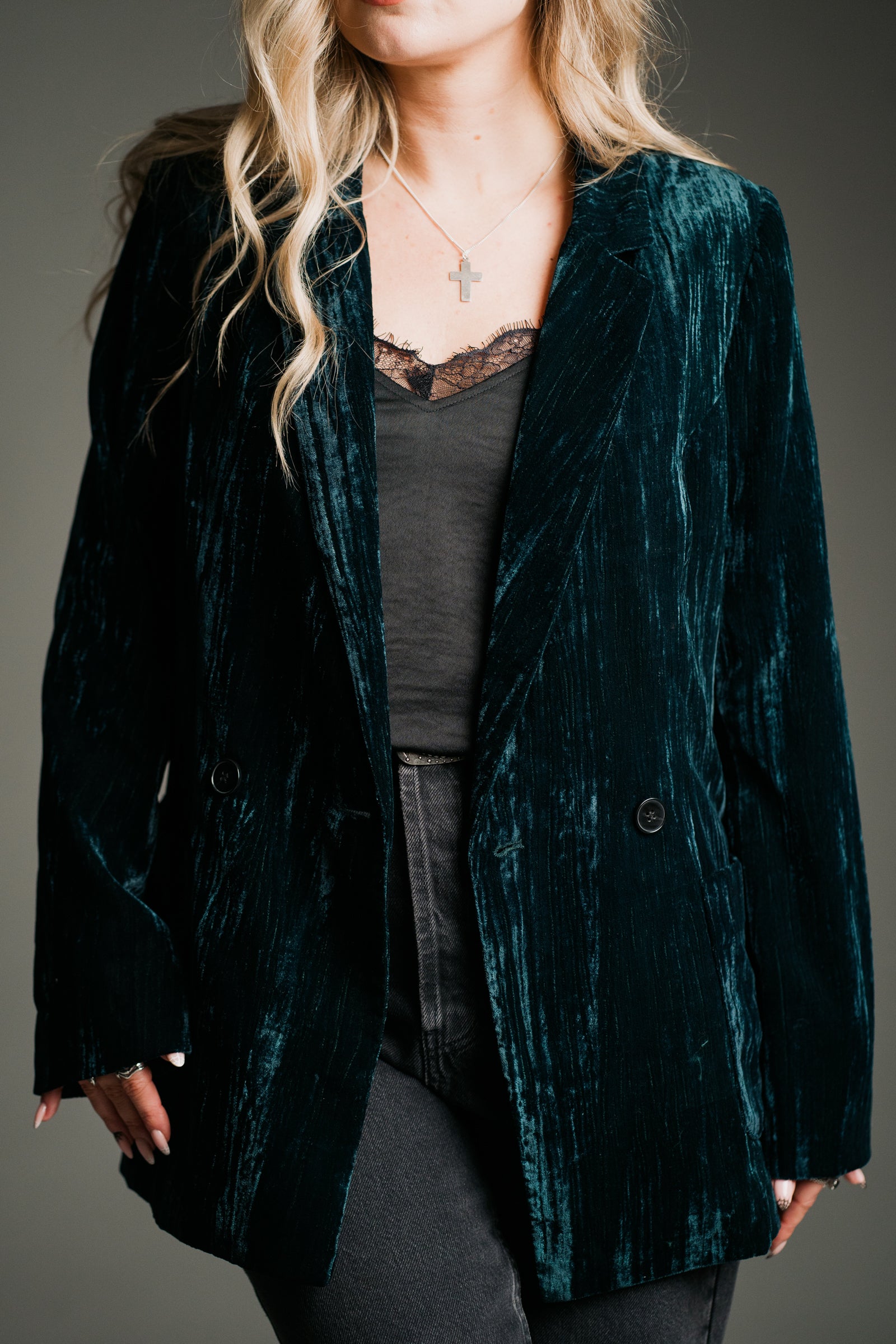 Jagger Teal Velvet Blazer