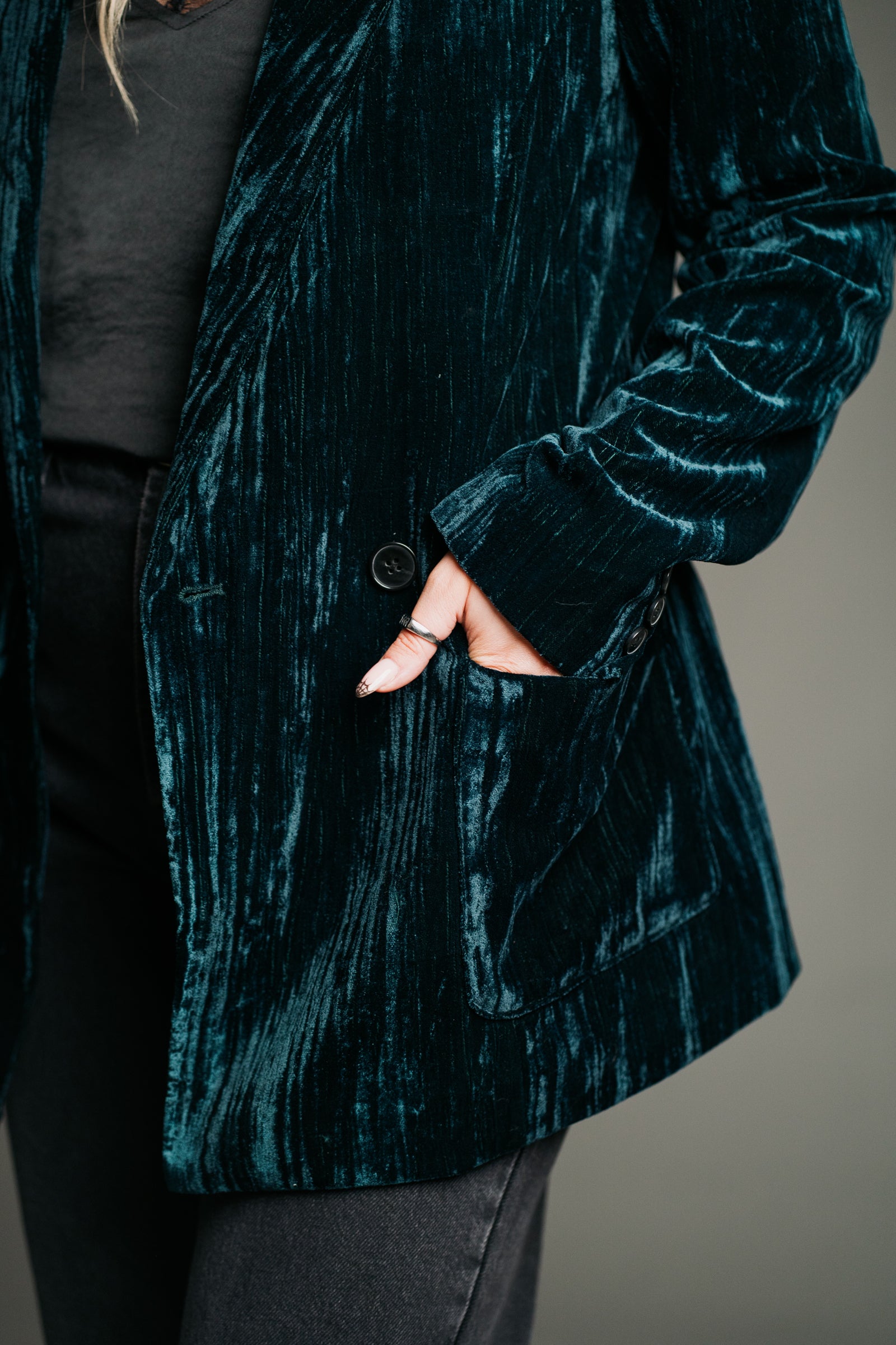 Jagger Teal Velvet Blazer