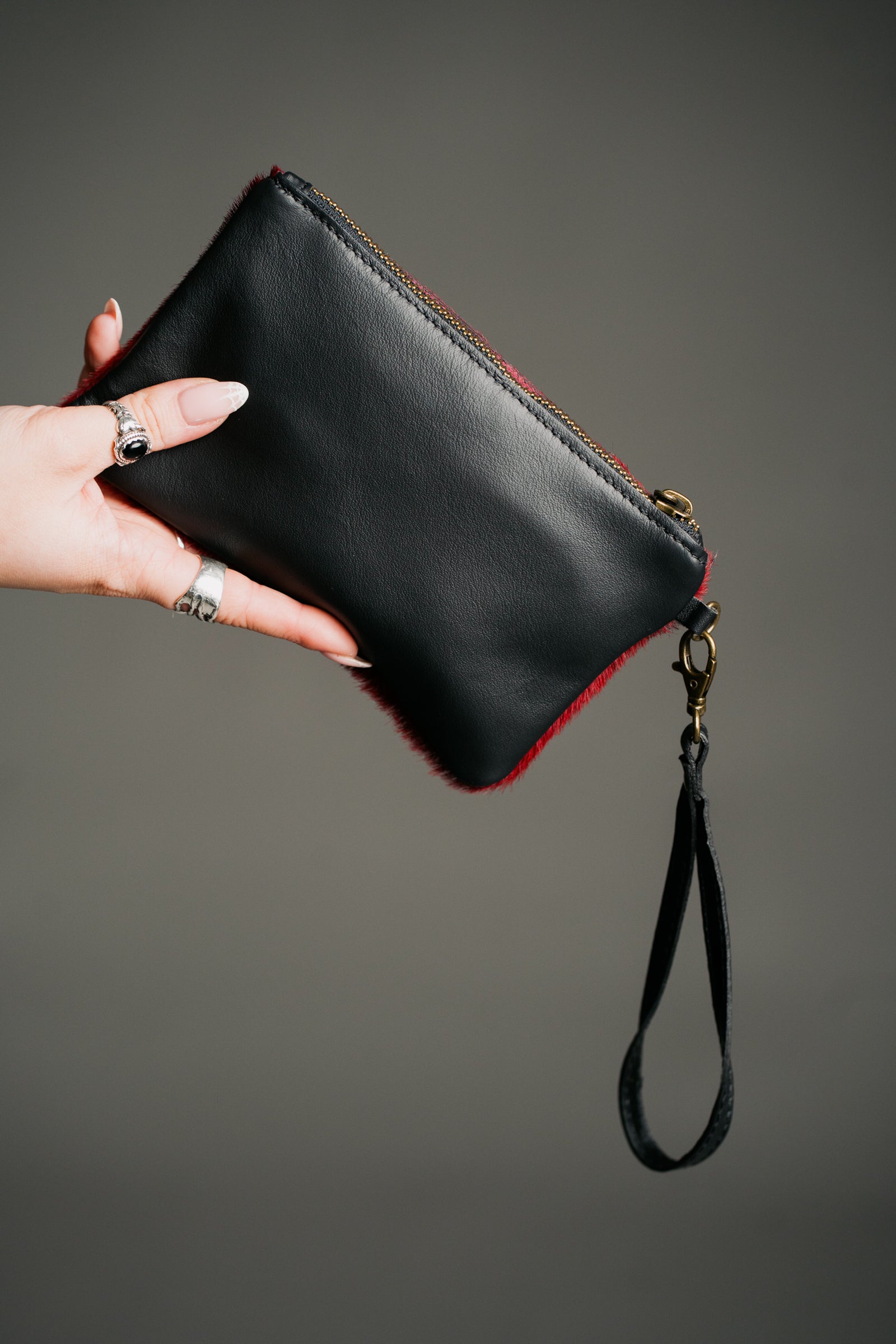 Wine Ponyskin Pouch