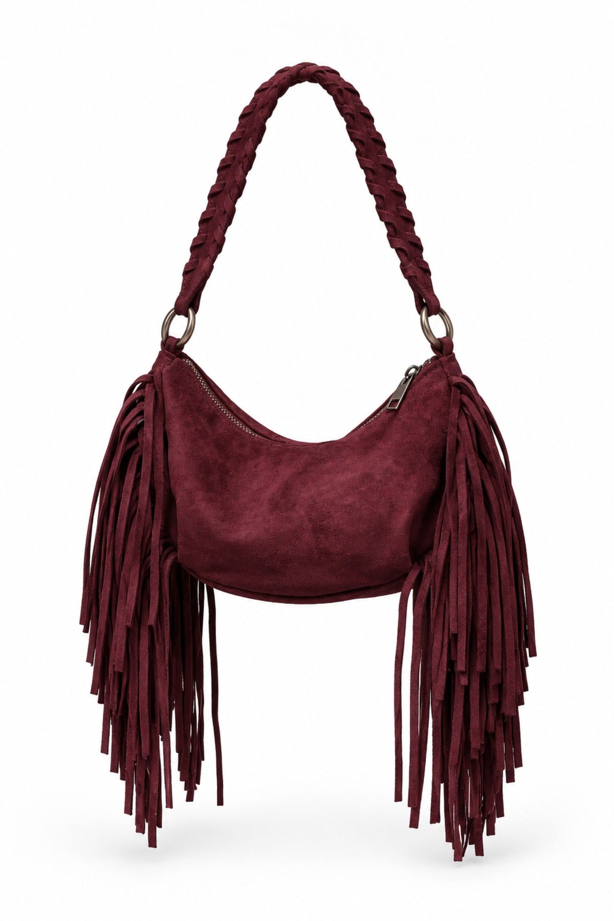 Lainey Burgundy Fringe Bag