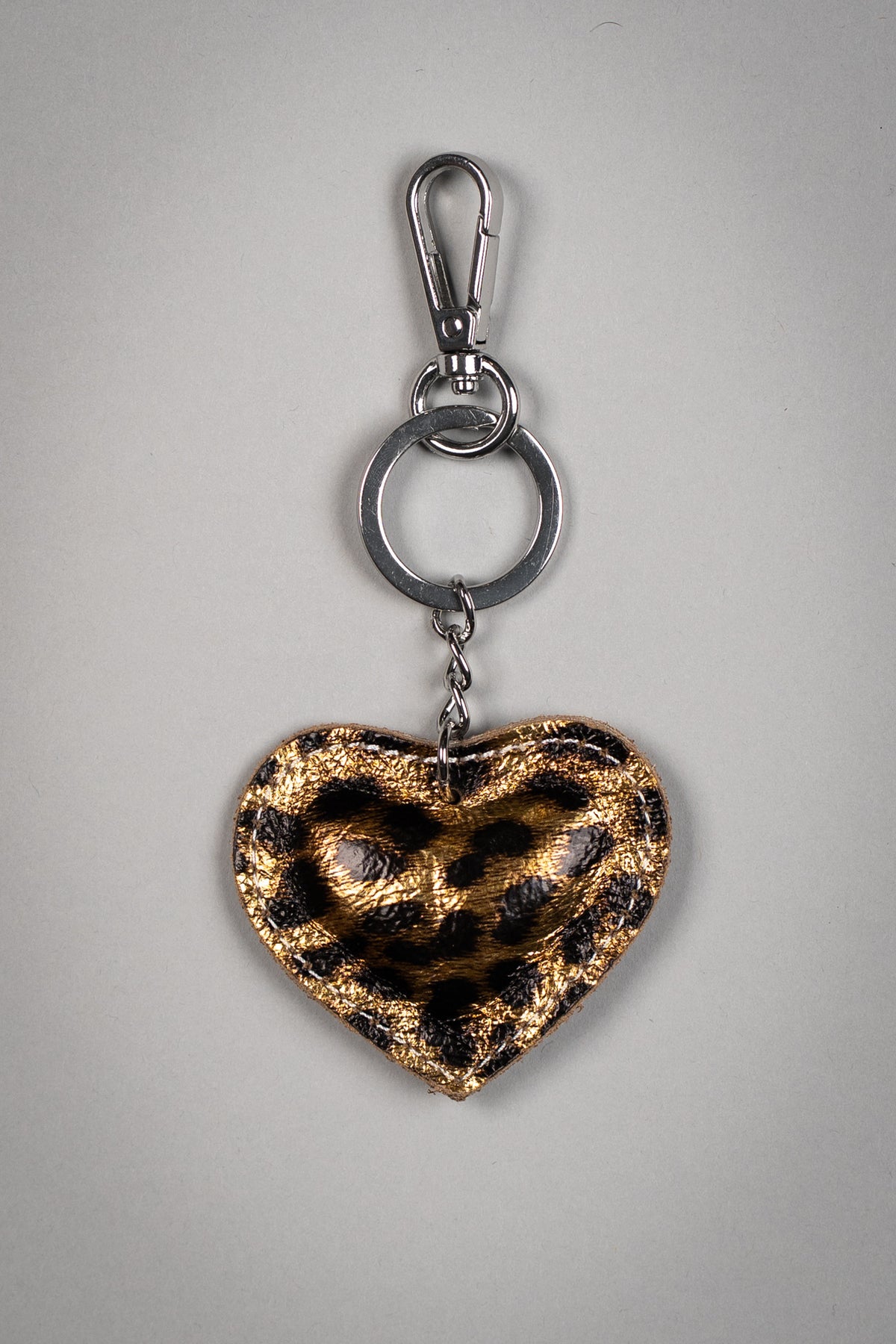 Leopard Genuine Leather Heart Bag Charm
