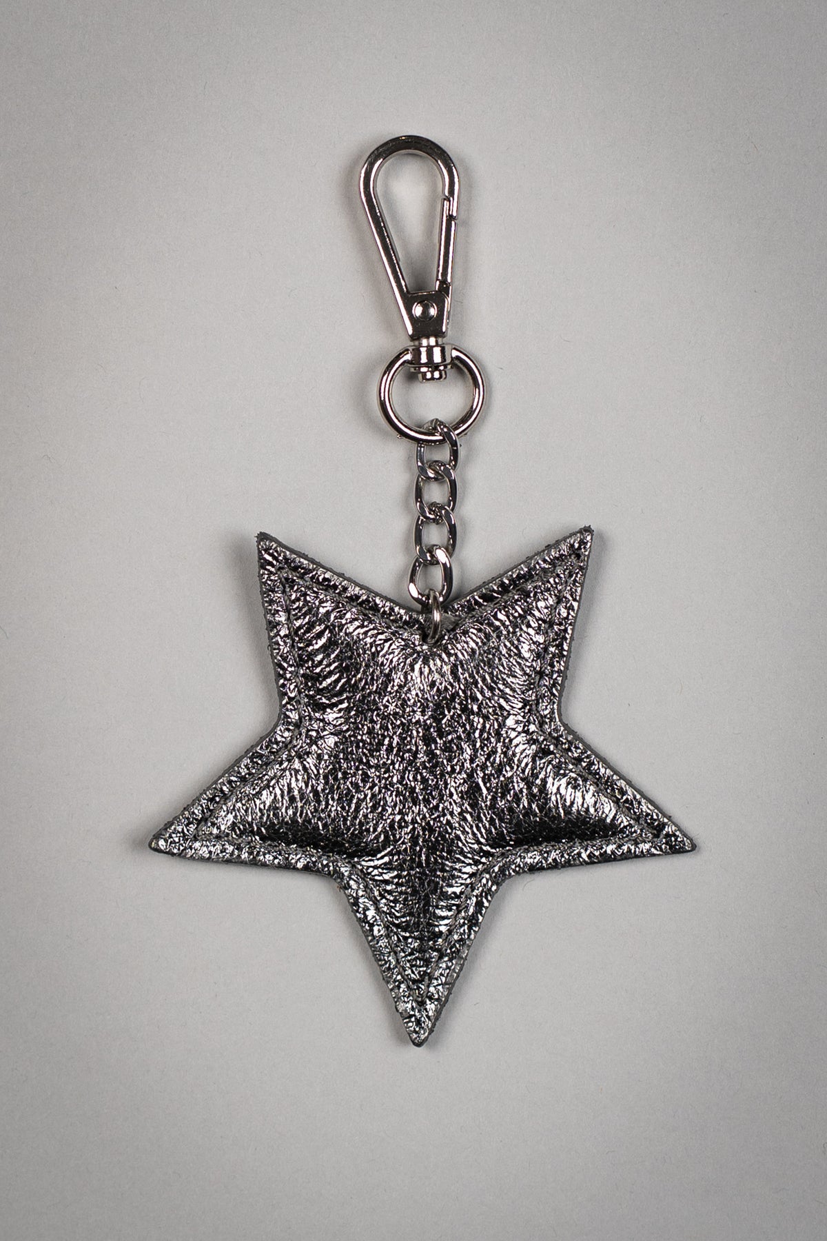 Gunmetal Genuine Leather Star Bag Charm
