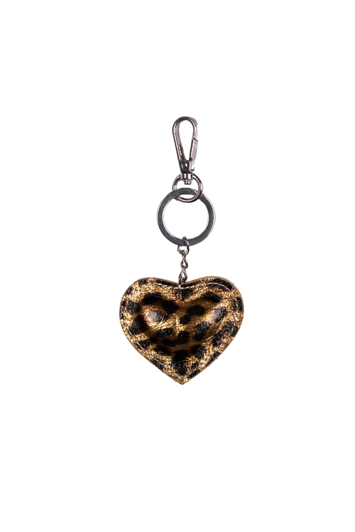 Leopard Genuine Leather Heart Bag Charm