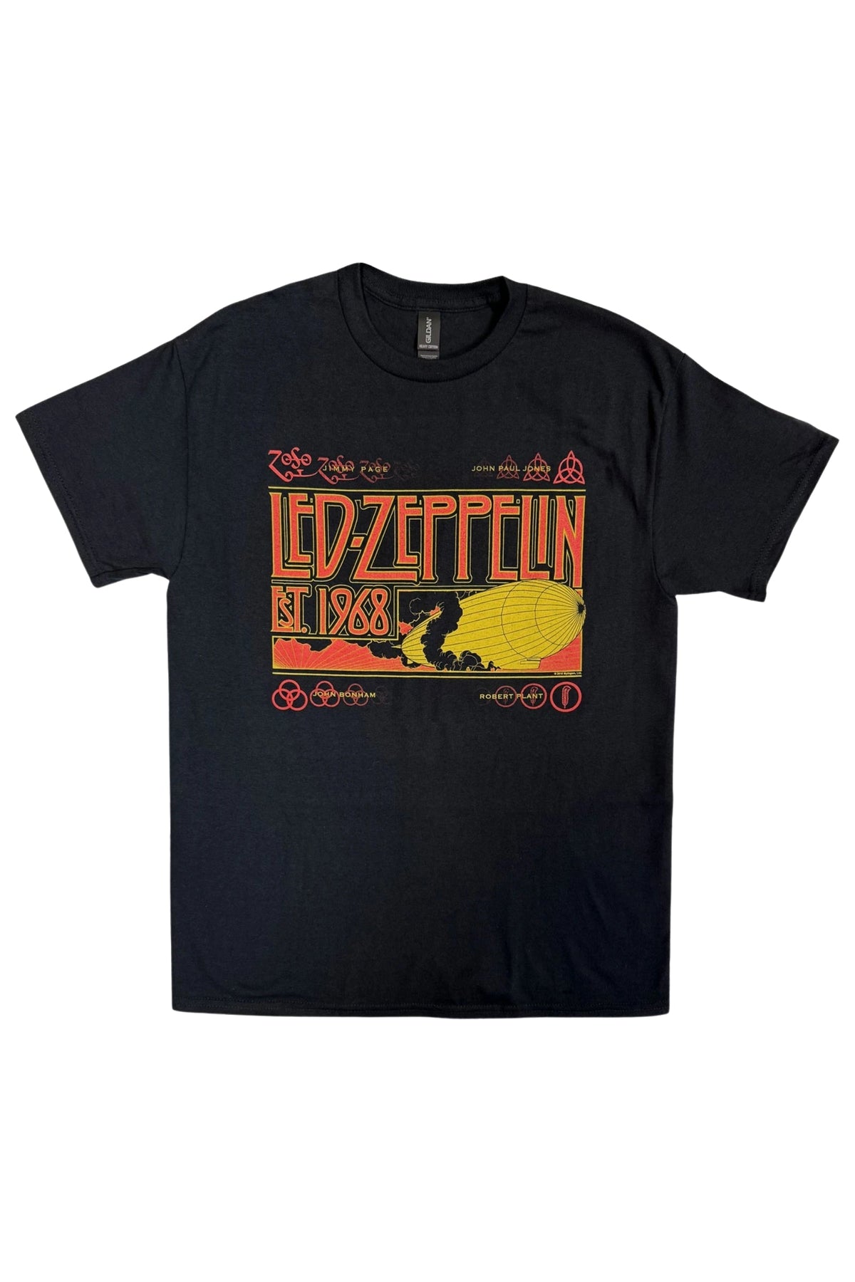 Led Zeppelin 1968 black graphic band T-shirt product view