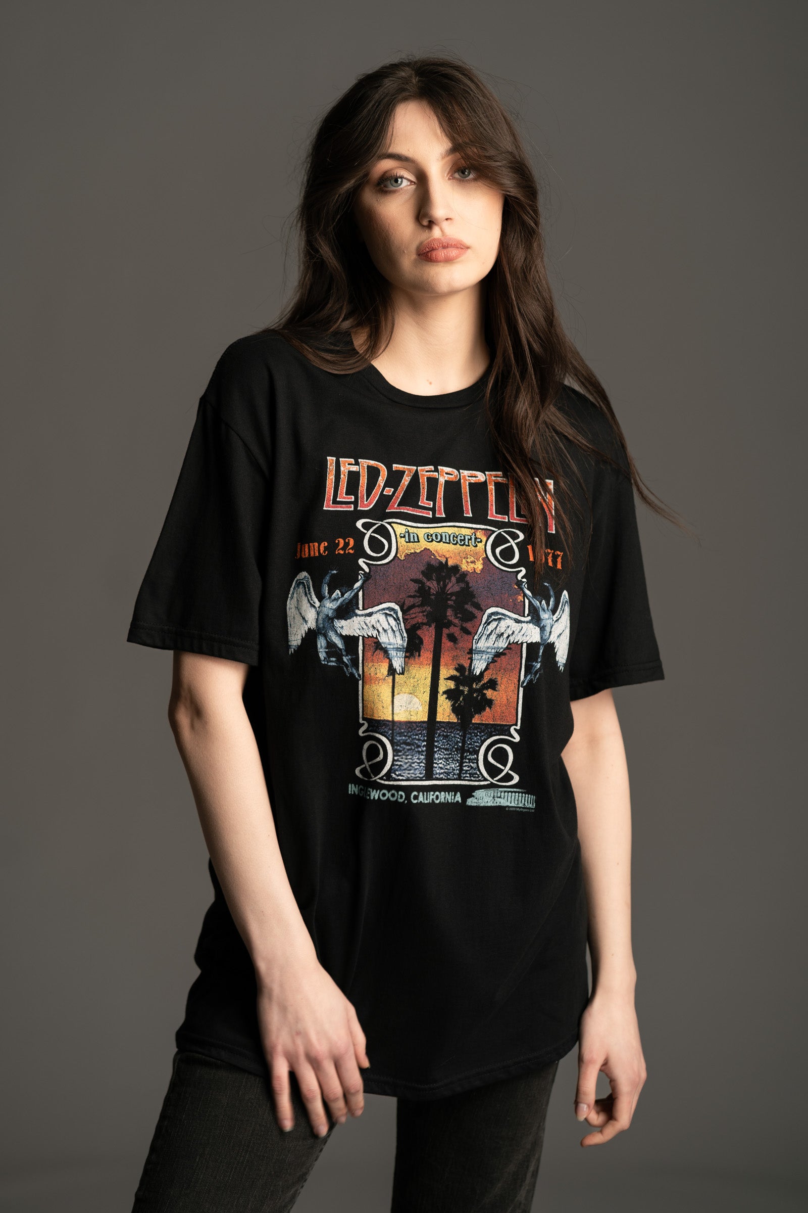 Front view of Led Zeppelin Inglewood Band Tee on black base from Little Lies