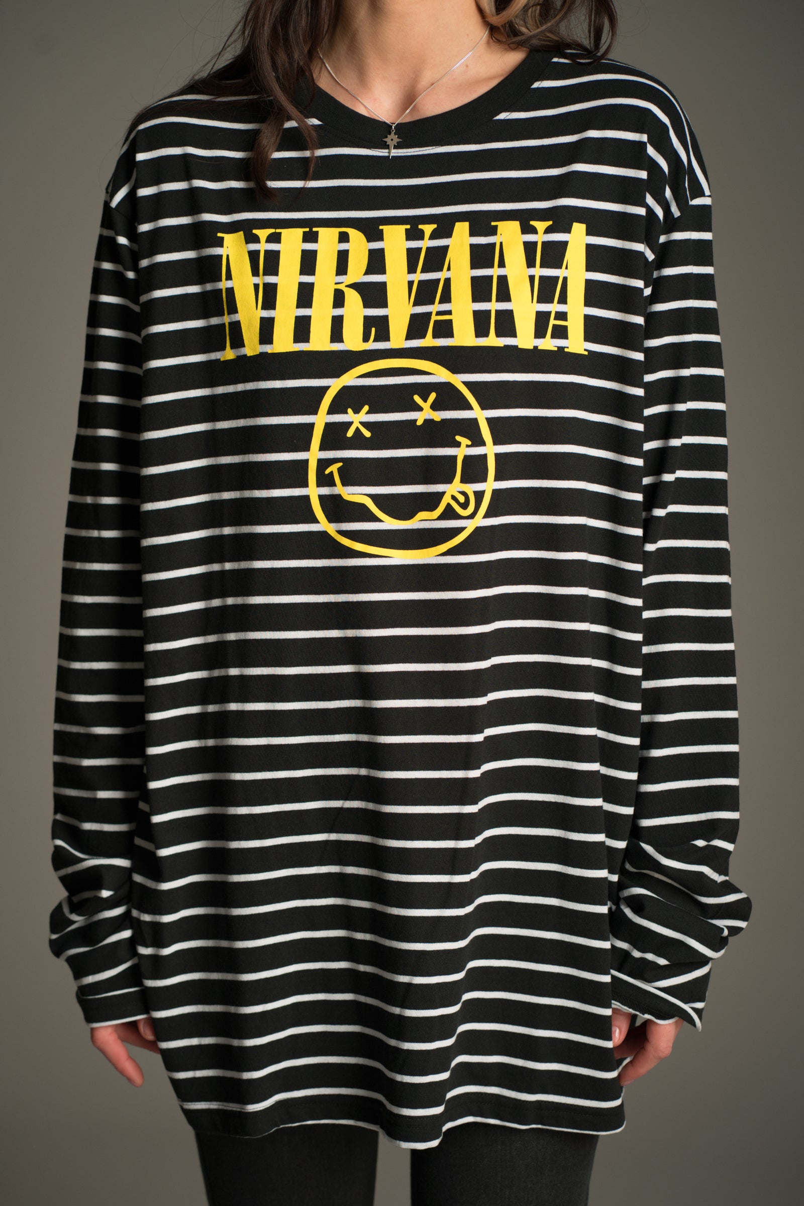 Oversized fit Nirvana striped long sleeve T-shirt
