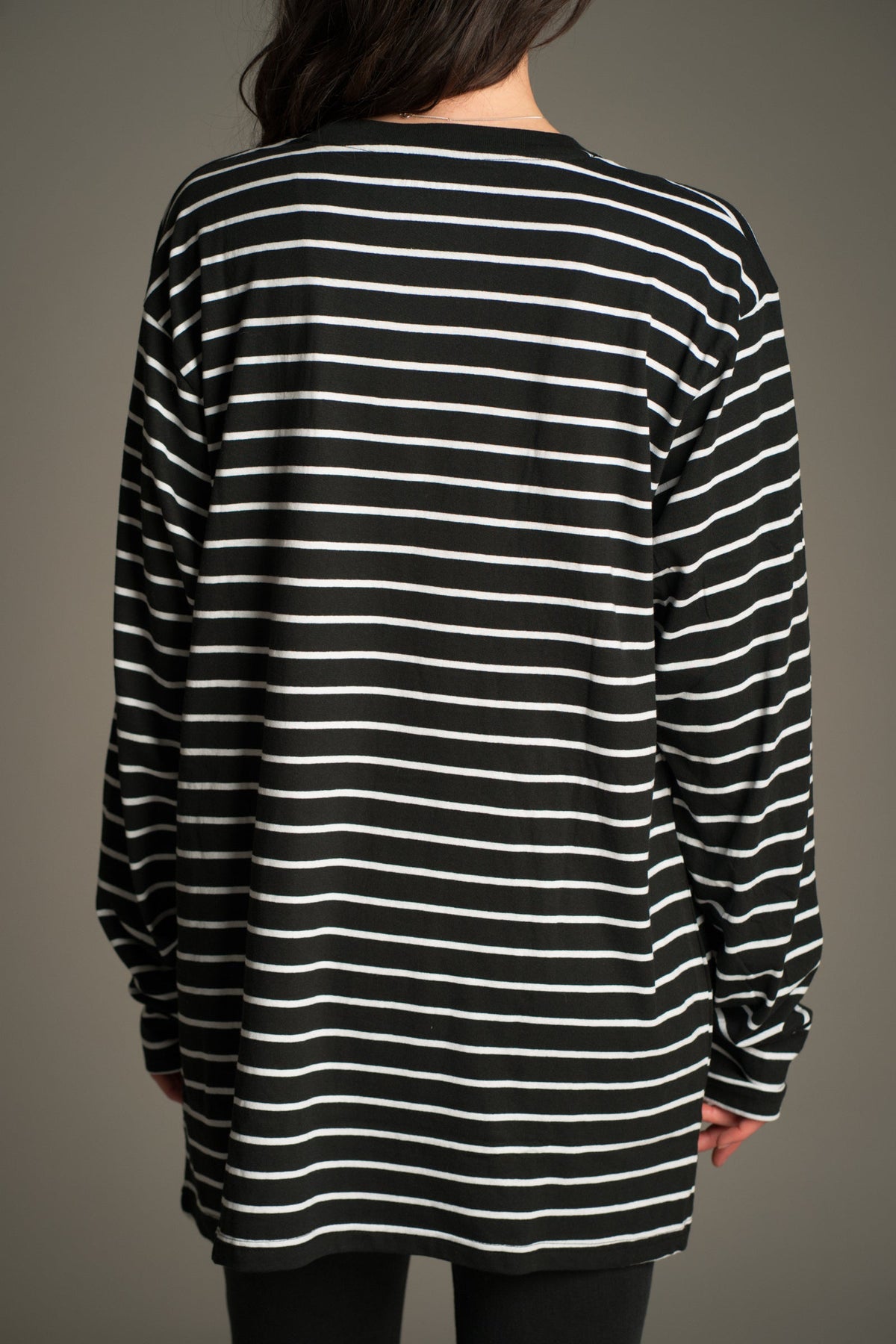 Back view of the Nirvana striped long sleeve T-shirt