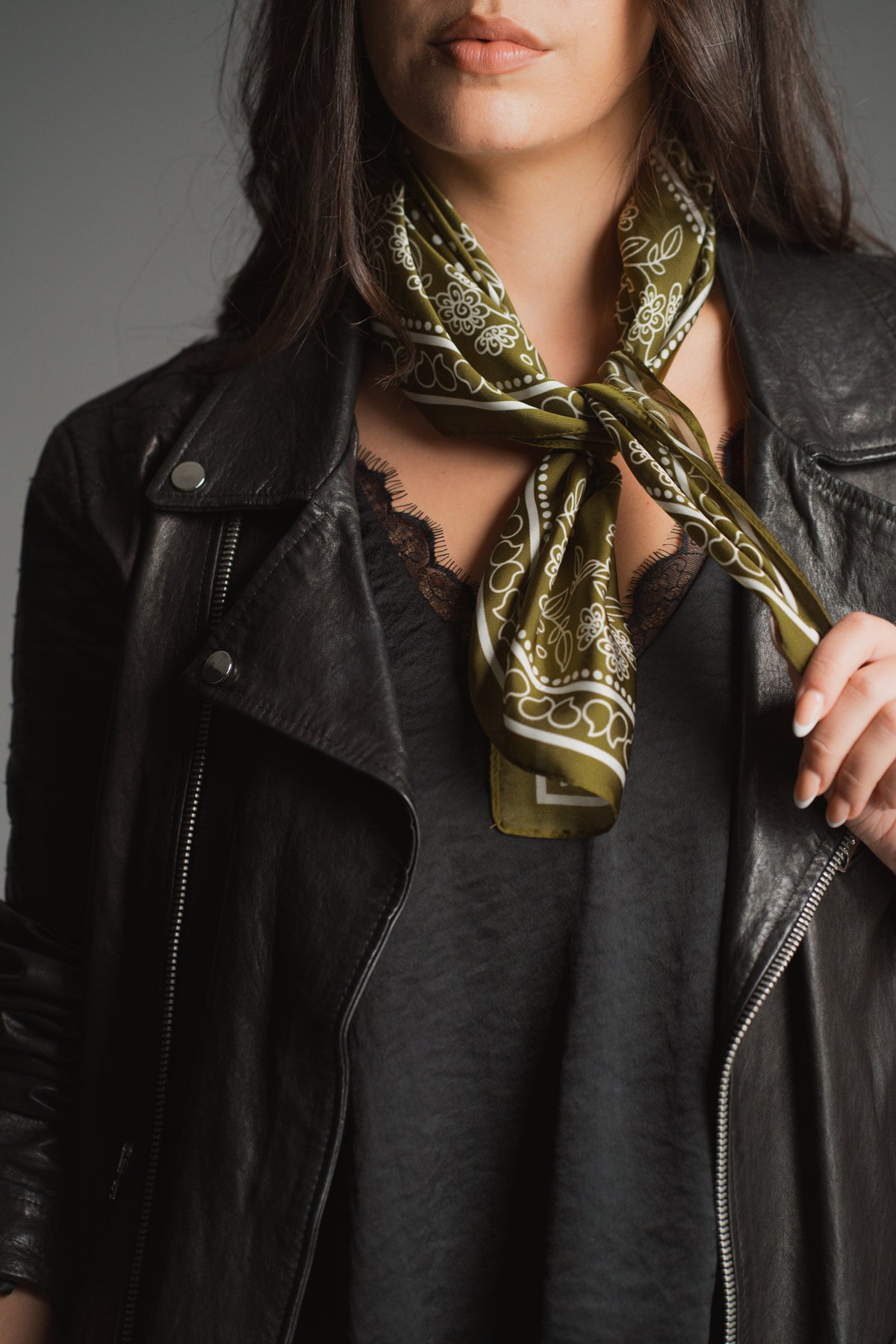Olive Satin Bandana