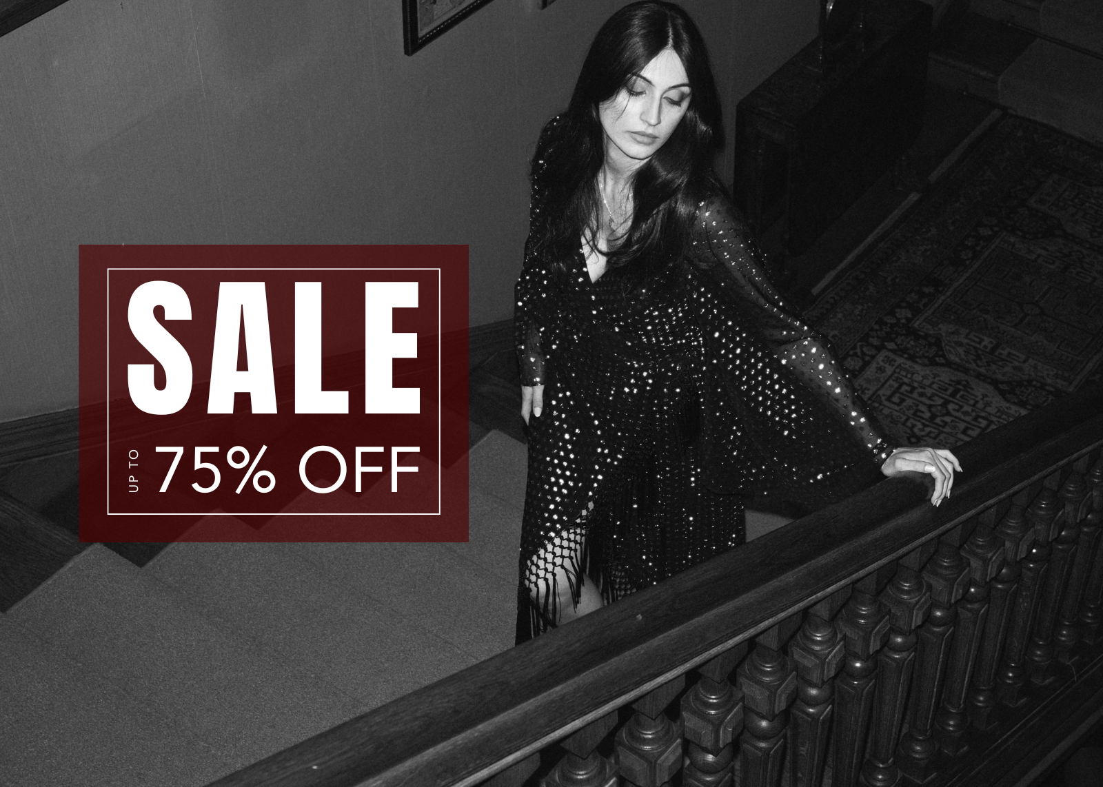Little Lies Cosmic Dancer metallic wrap dress with shimmering dot pattern featured in up to 75% off sale promotion