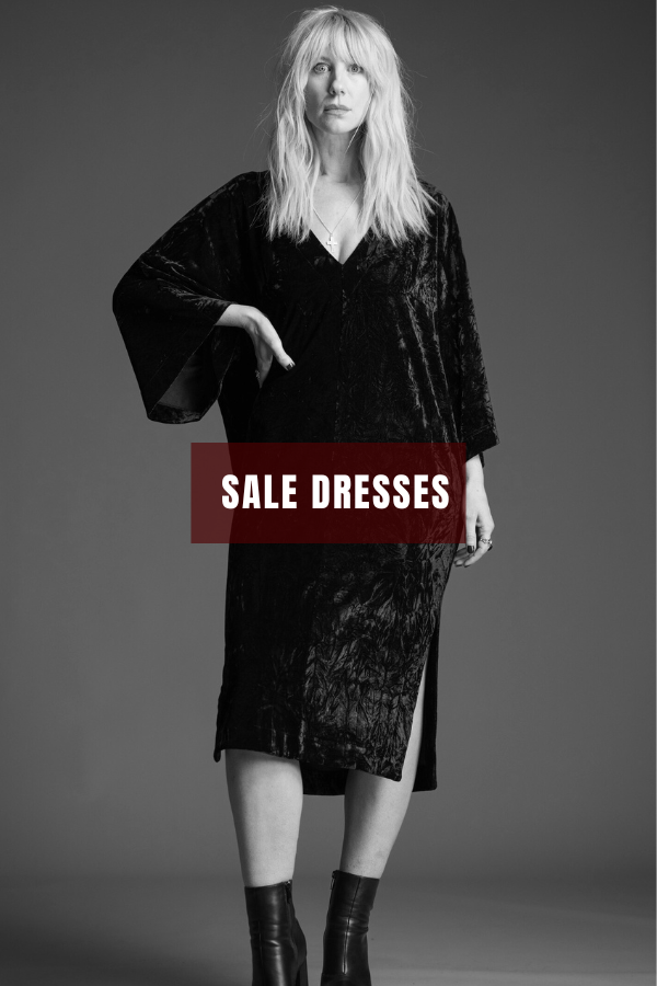 Little Lies Rumours Velvet Midi Dress worn by Sara, with wide sleeves featured in sale dresses promotion
