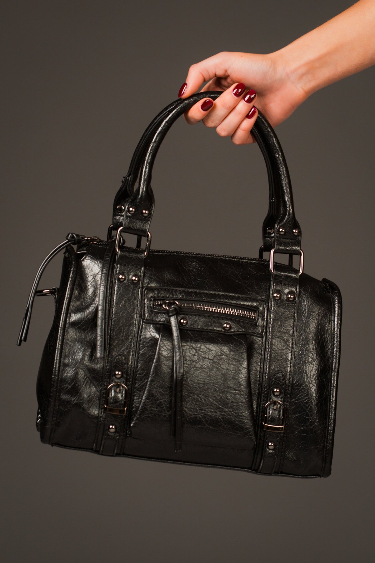 Taylor Black Faux Leather Bag