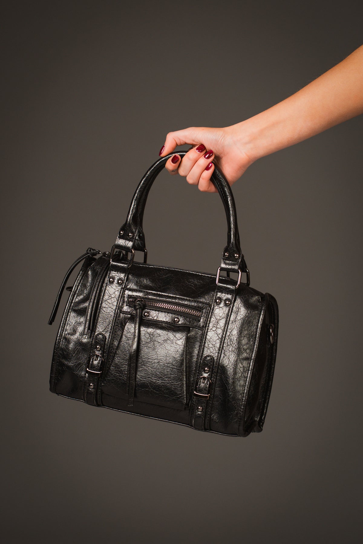 Taylor Black Faux Leather Bag