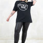 Model wearing Black Fleetwood Mac Classic Logo T-shirt - Black Fleetwood Mac Band Tee with white band logo