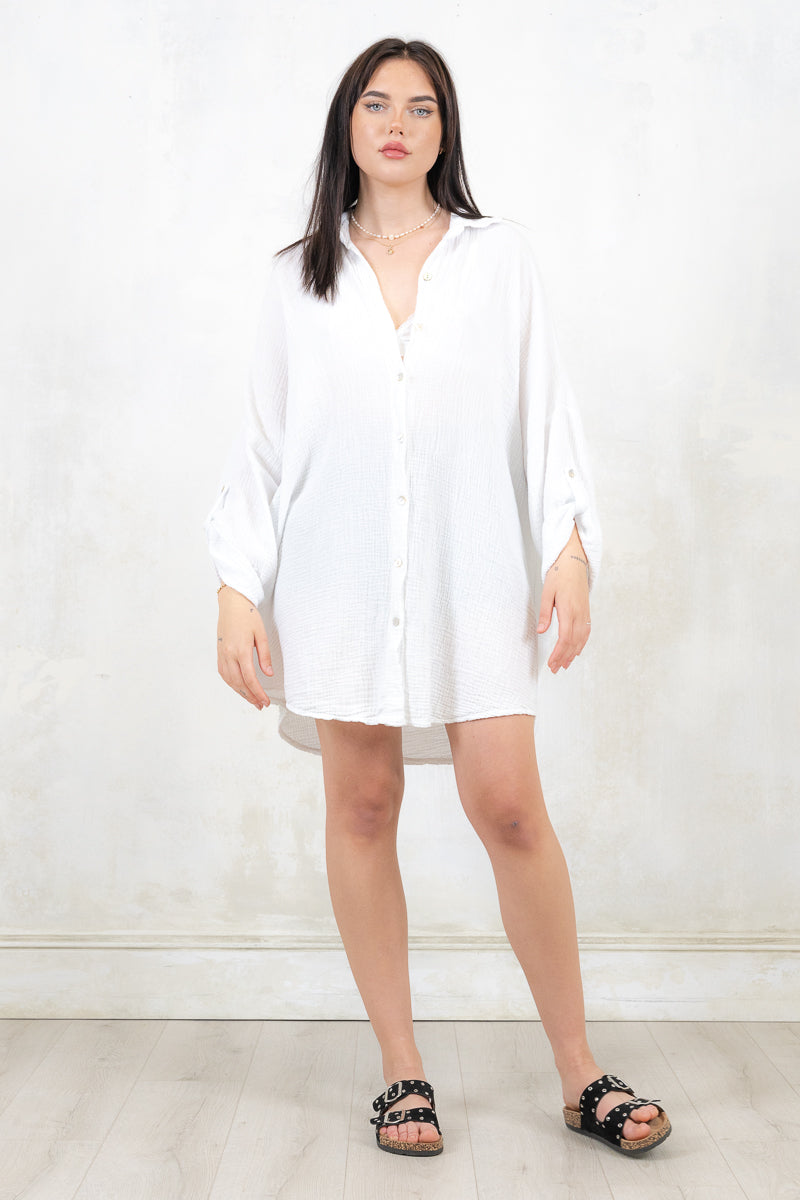 Take It Easy White Cheesecloth Shirt