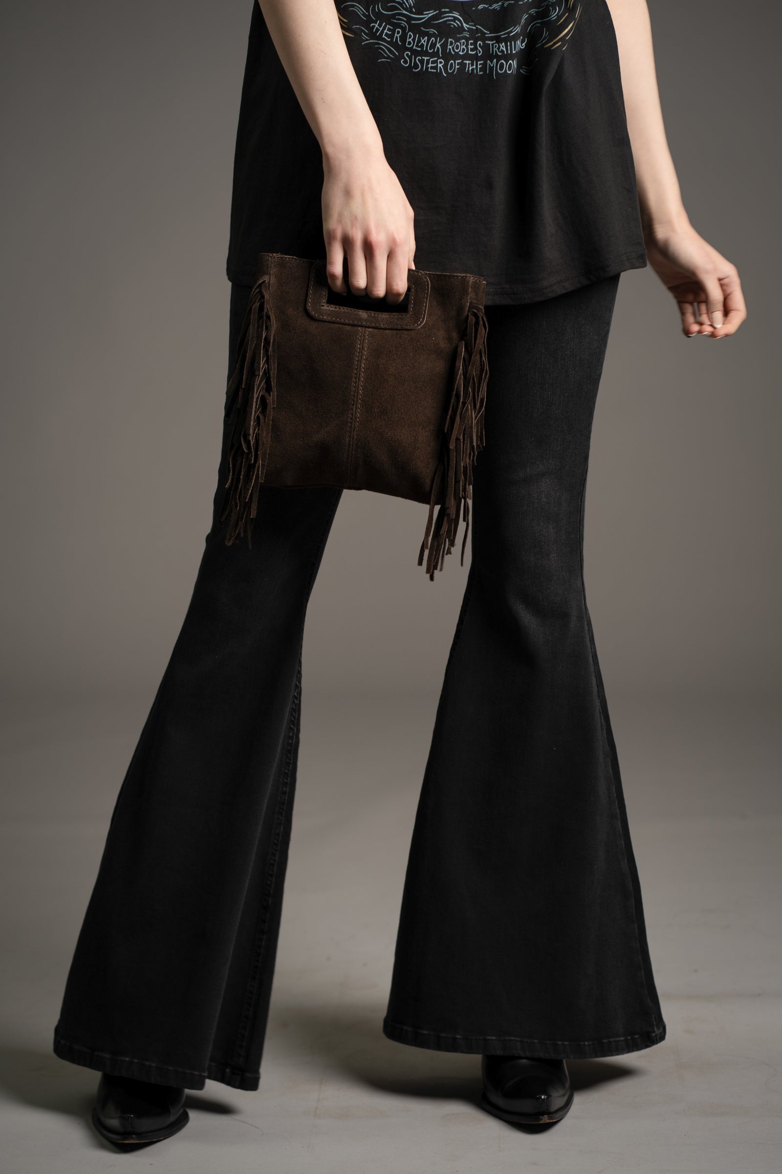 Annabella Chocolate Genuine Suede Bag