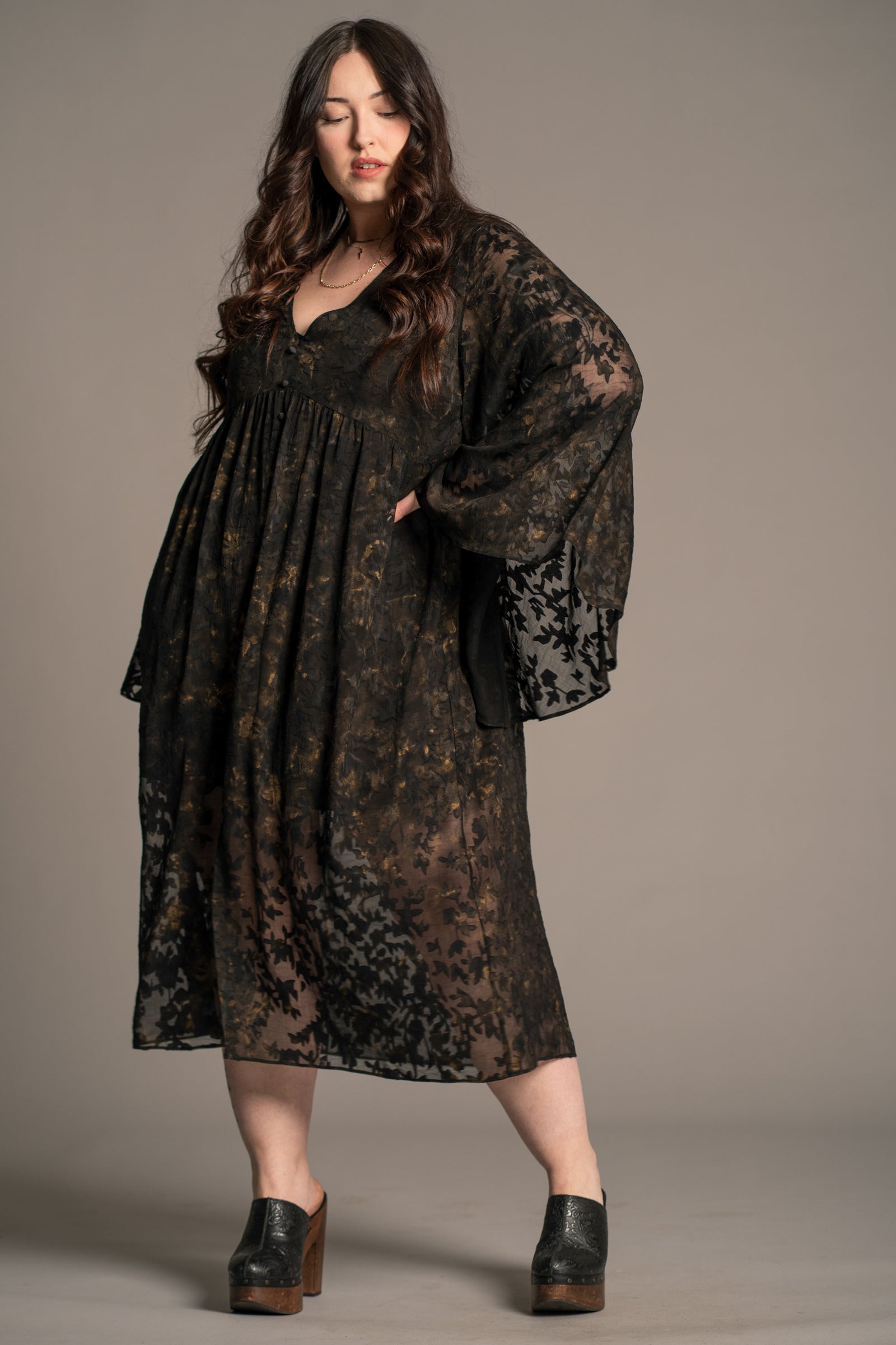 Bella Donna Black Jacquard Chiffon Boho Midi Dress | Little Lies UK 14 Bella Donna Black Jacquard Chiffon Boho Midi Dress | Little Lies UK 14