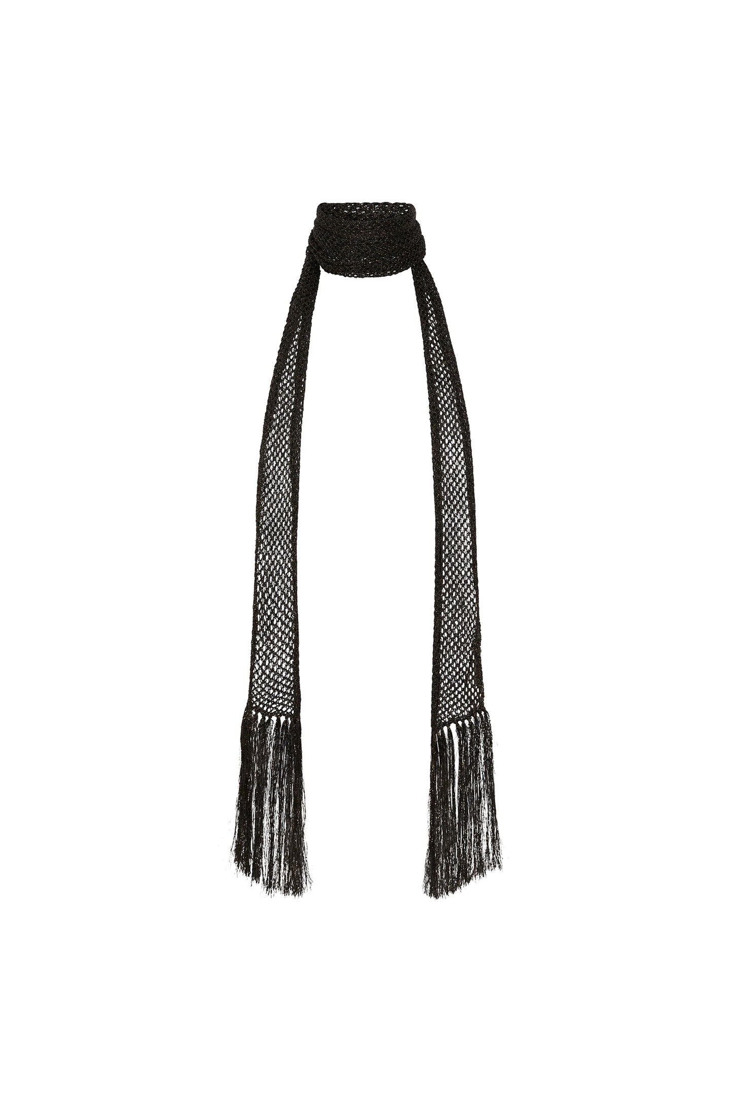 Black Metallic Fine Knit Scarf