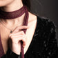 Burgundy Metallic Fine Knit Scarf