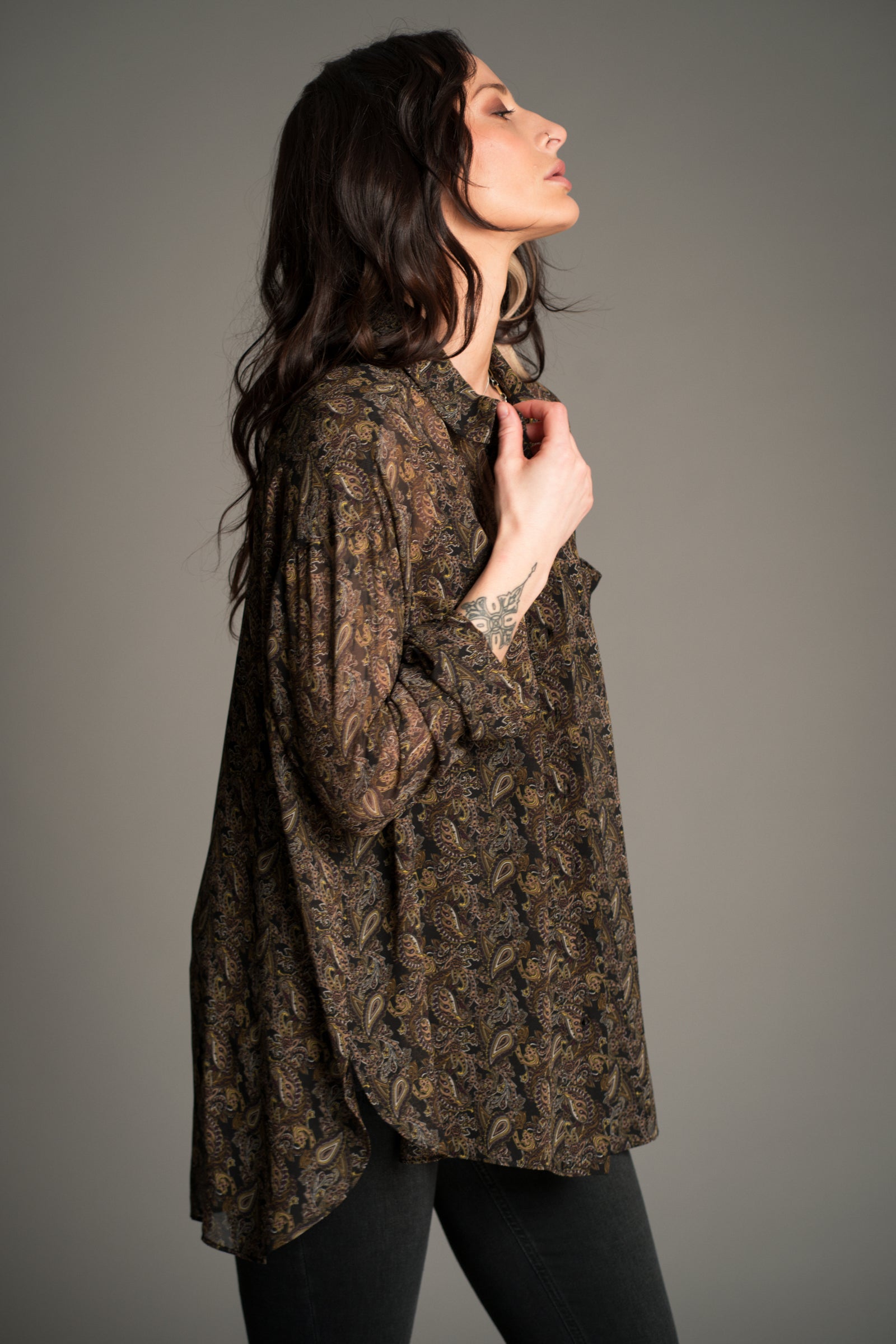 Cinnamon Girl Paisley Chiffon Shirt
