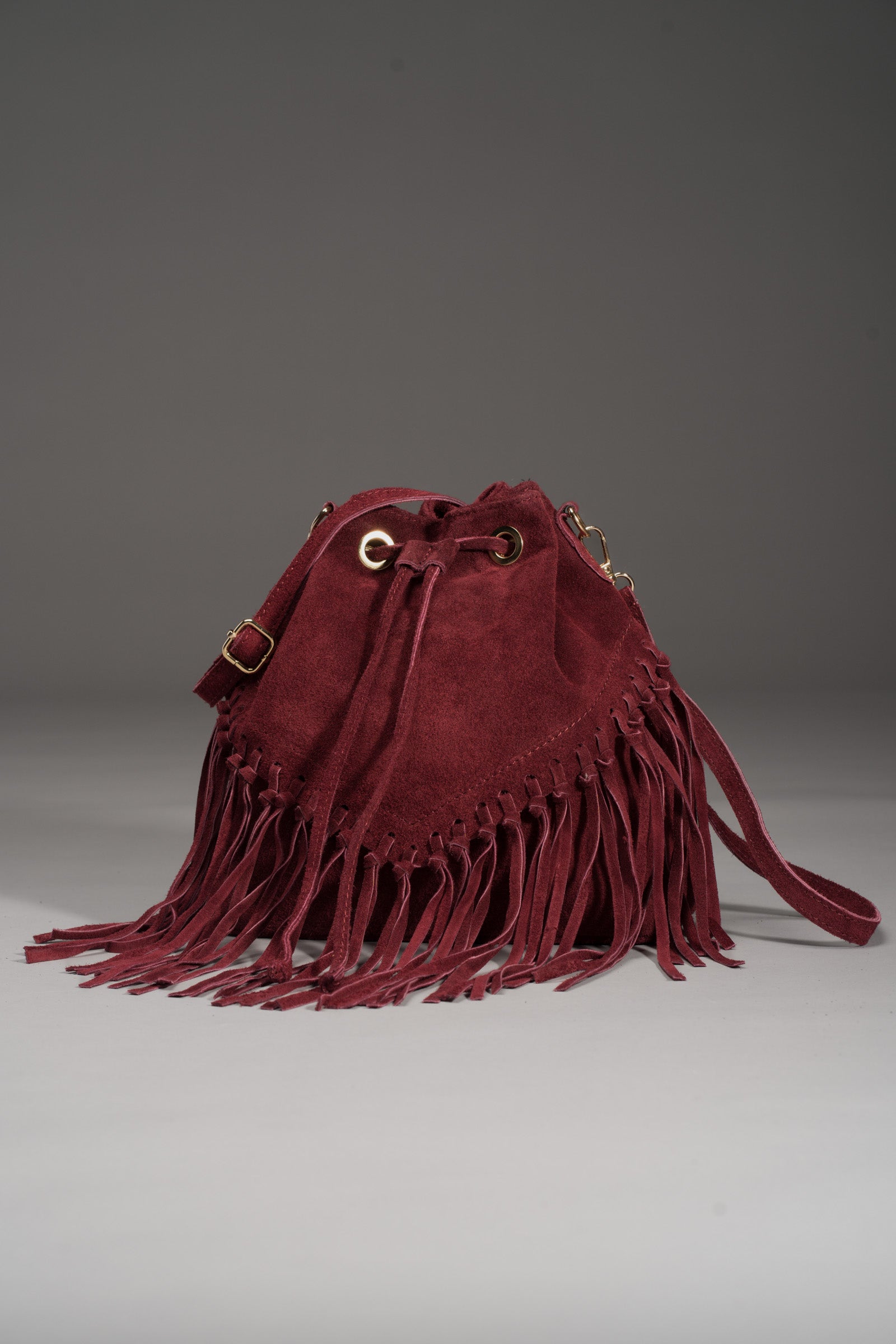 Free Bird Burgundy Genuine Suede Bucket Bag Little Lies