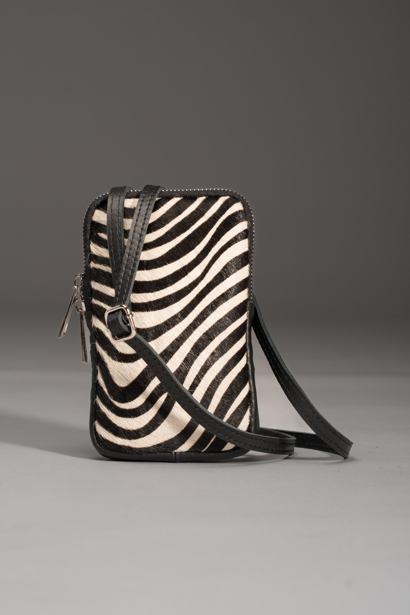 Zebra Print Ponyskin Crossbody Pouch