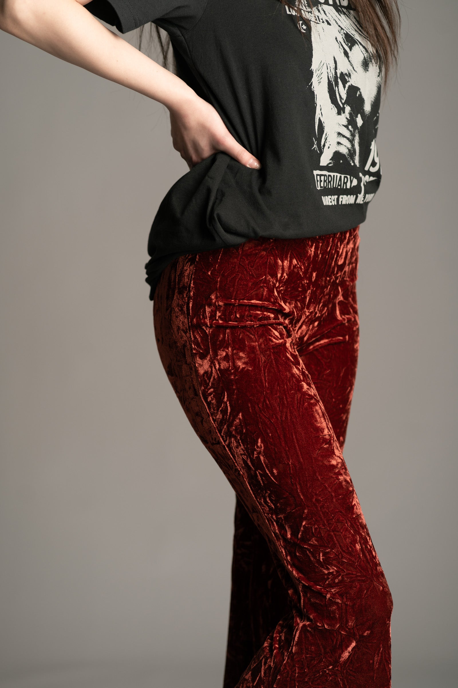 Crushed velvet best sale bell bottom pants