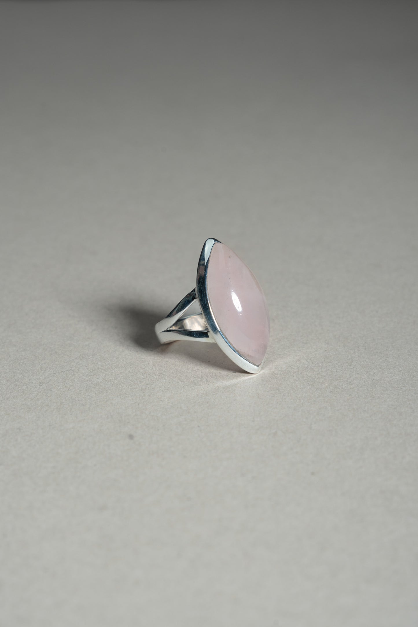 Sterling Silver Rose Quartz Marquise Ring