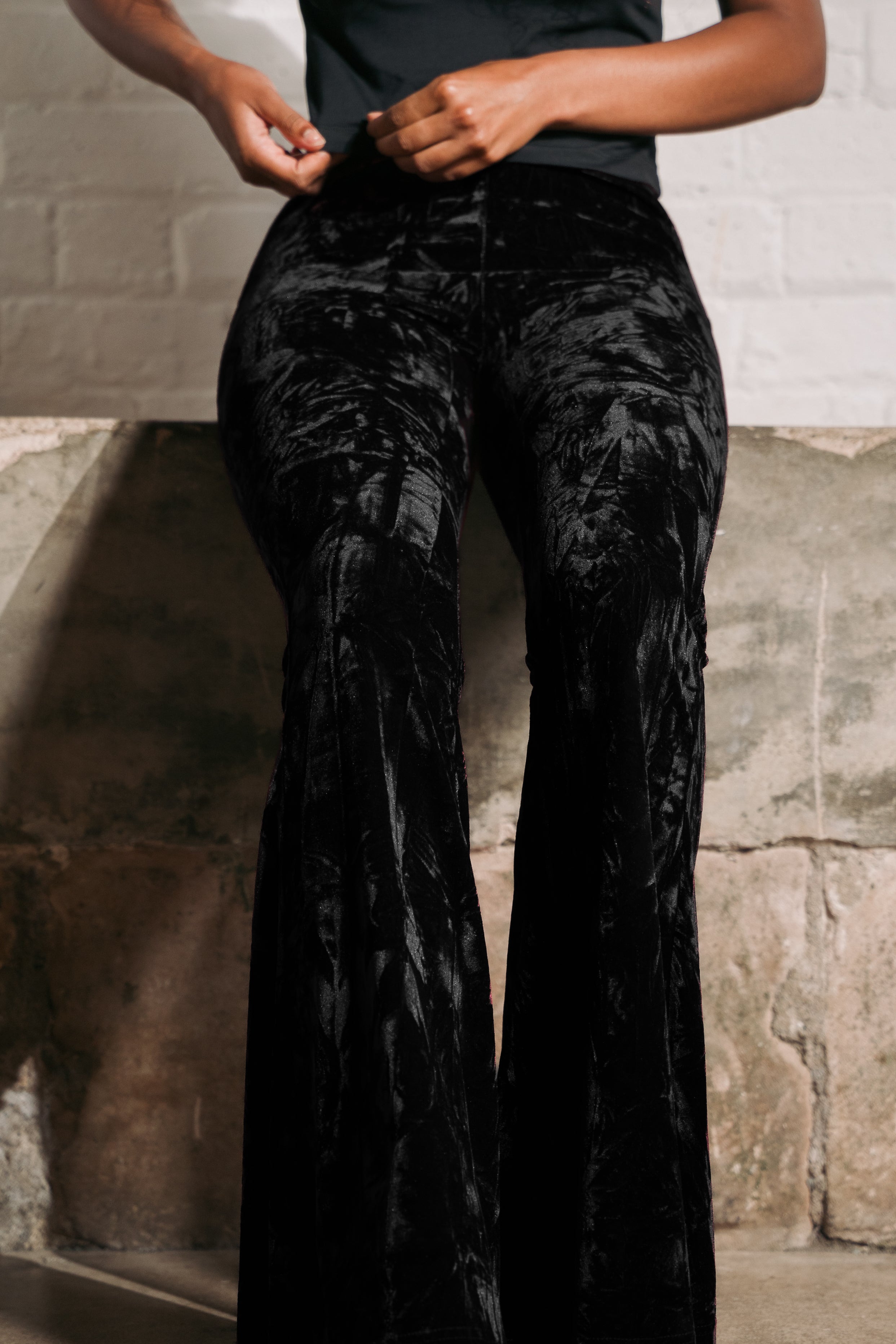 Hendrix Black Crushed Velvet Flares