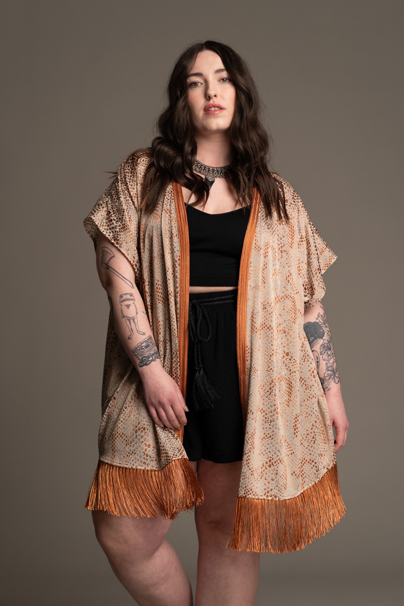 Kasbah Fringed Devore Kimono