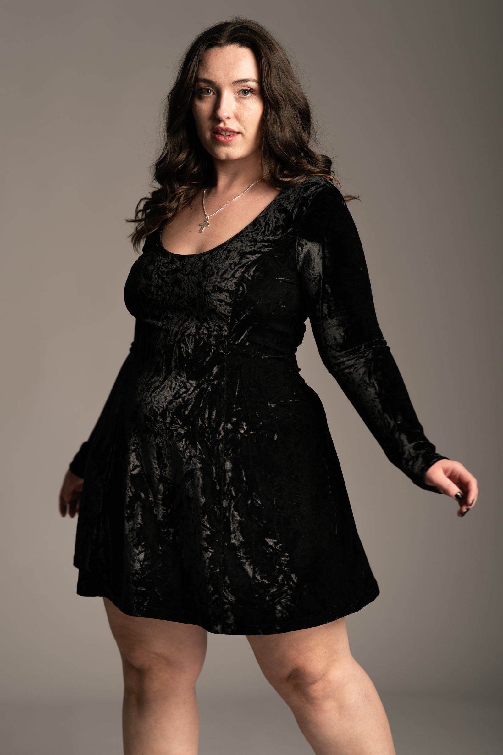 Sweet Jane Black Crushed Mini Dress