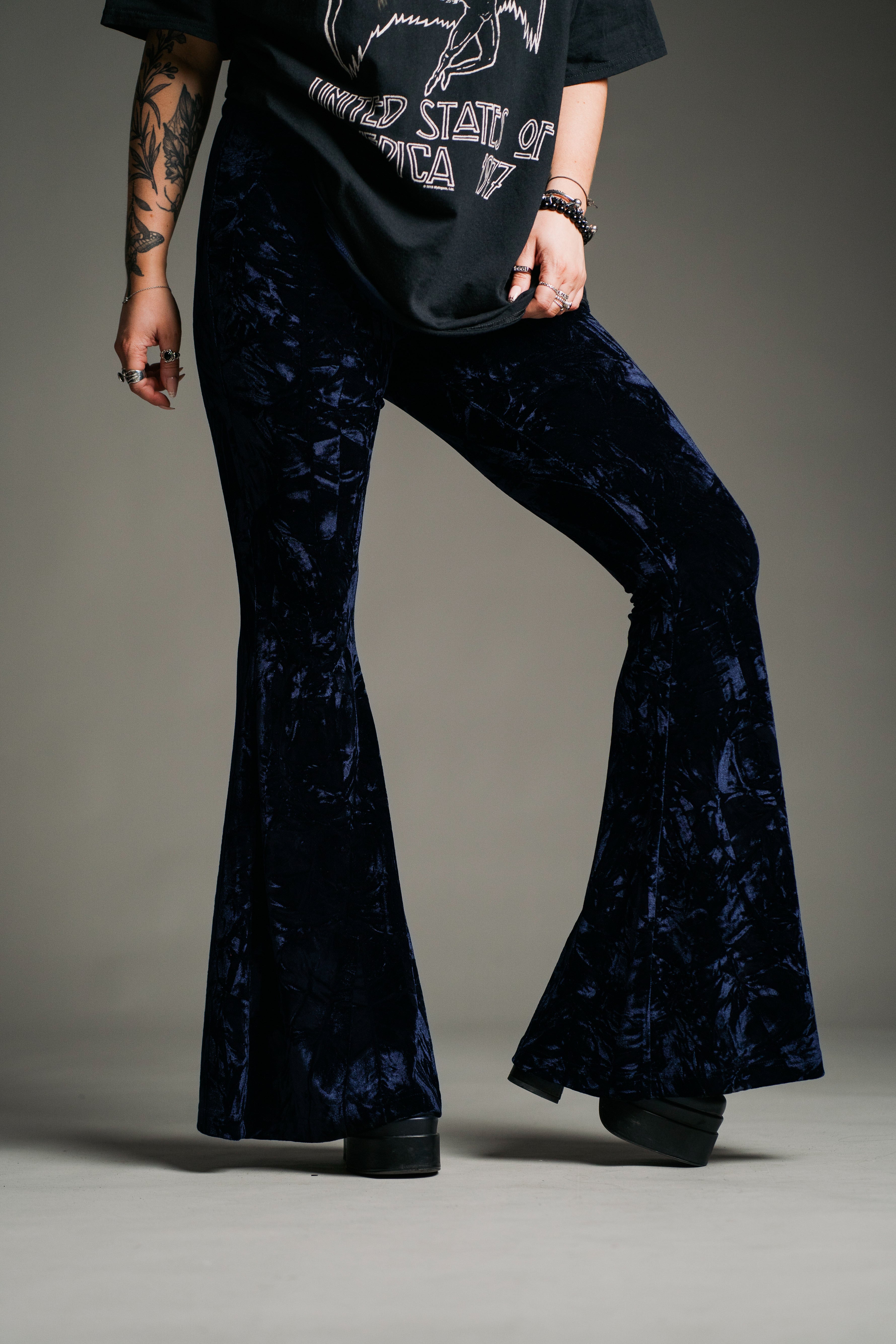 Hendrix Midnight Crushed Velvet Flares