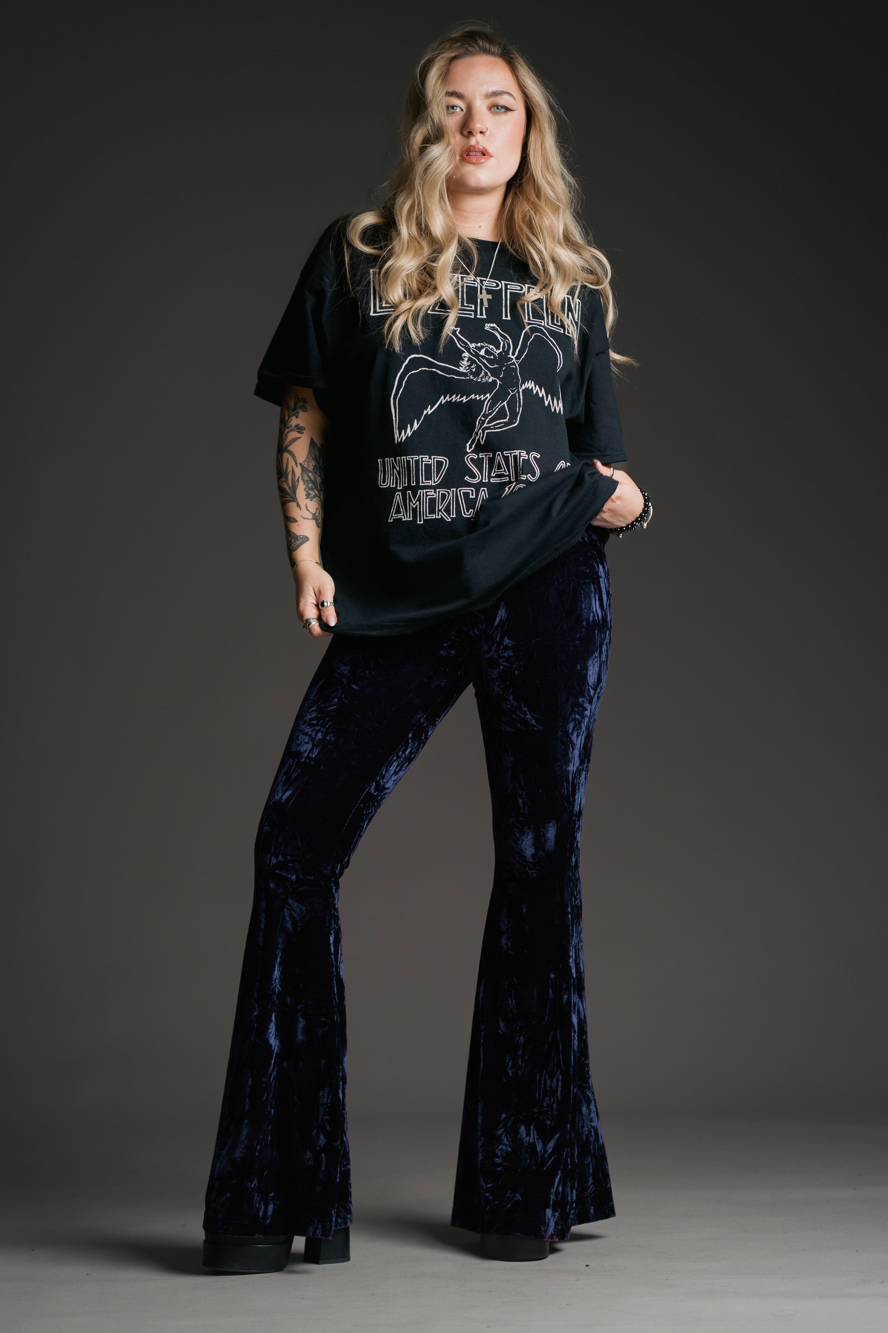 Hendrix Midnight Crushed Velvet Flares