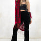 Model wearing Mystic Queen Raspberry Devore Kimono - raspberry devore burnout velvet kimono with a relaxed shape adorned with fringing