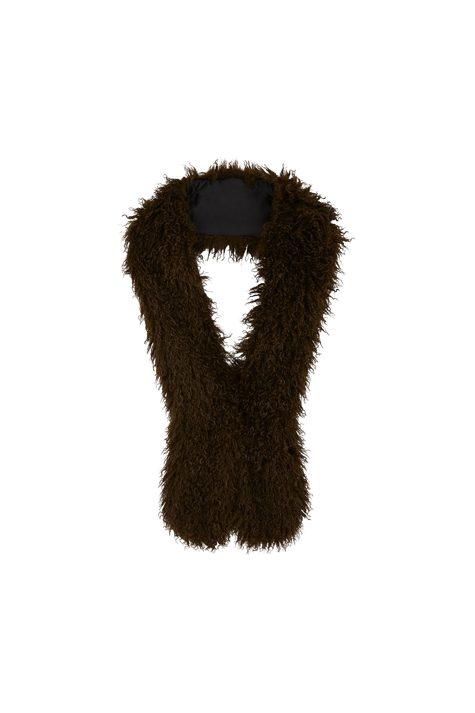 Dark Khaki Mongolian  Faux Fur Scarf