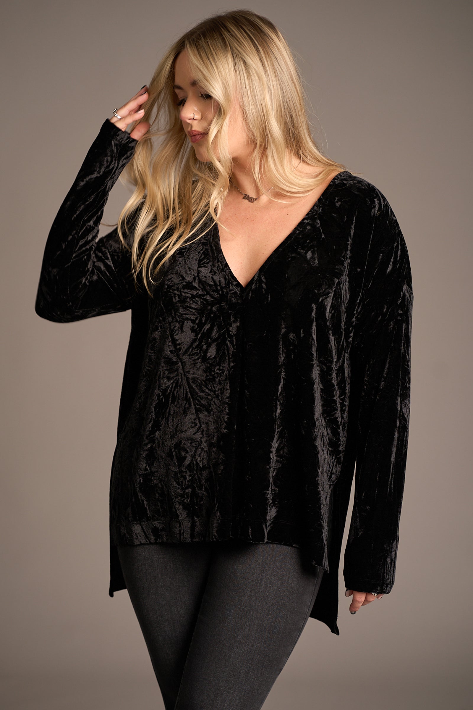 Dylan Black Crushed Velvet Tee