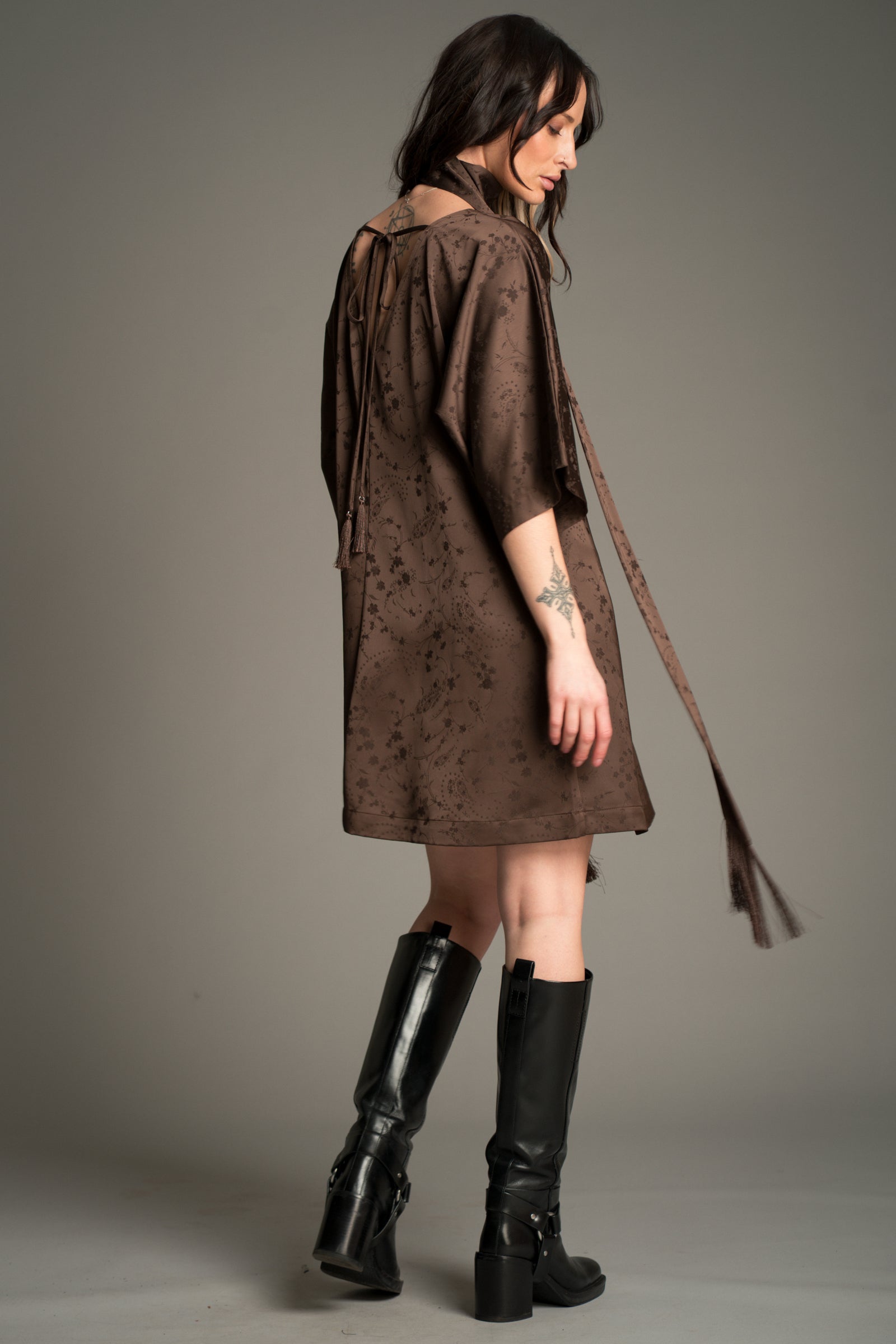 evermore brown dress Evermore Espresso Batwing Mini Dress | Elevated Boho Style main image 0