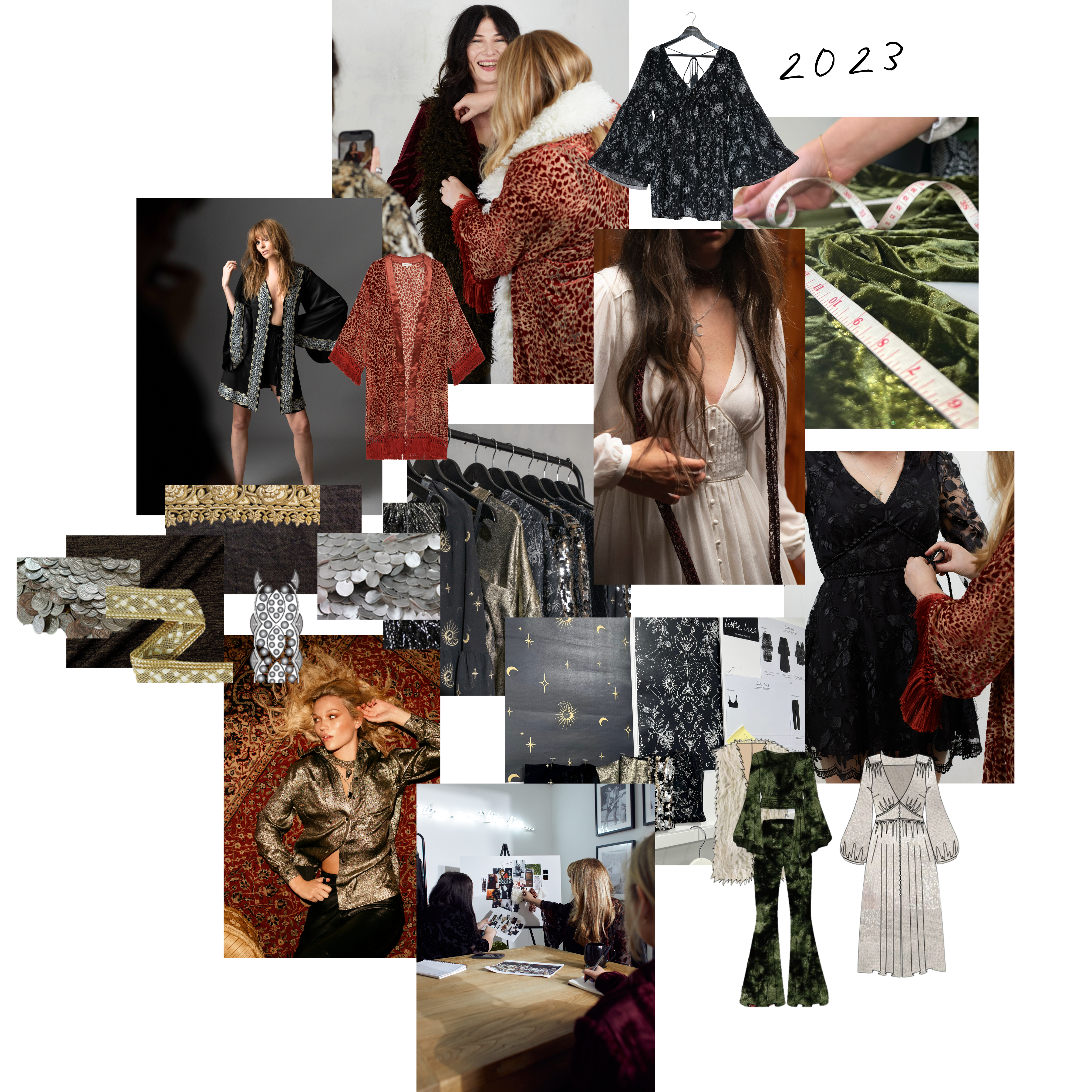 Design Inspo mood board. Little Lies Boutique to Exclusive Own Brand Journey, 10 Years of Little Lies. 