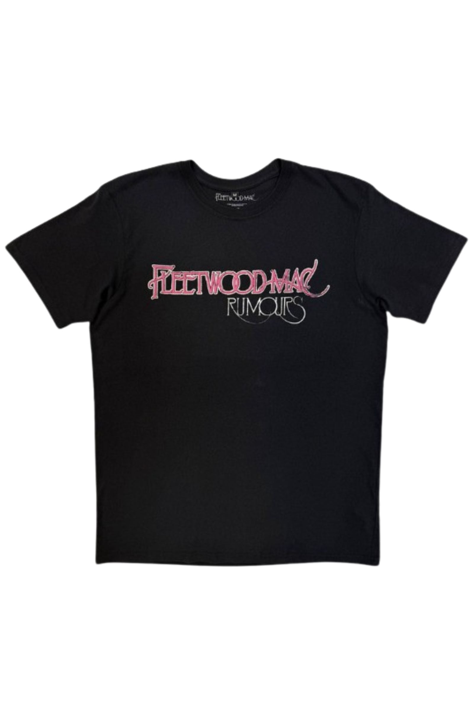 Front ghost image of the Fleetwood Mac Retro Rumours band t-shirt in black.