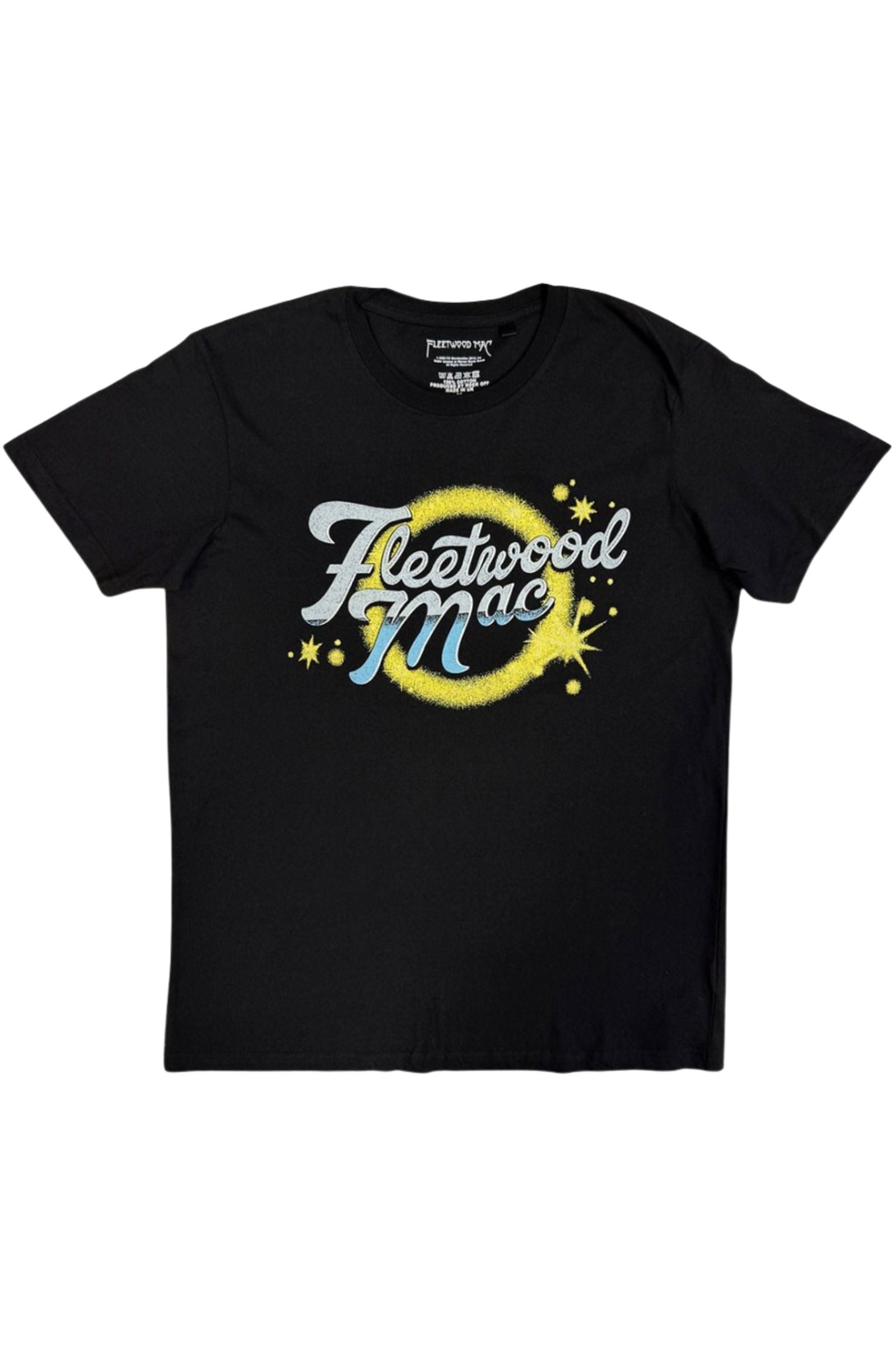 Front ghost image of the Fleetwood Mac Circle Logo band t-shirt in black.