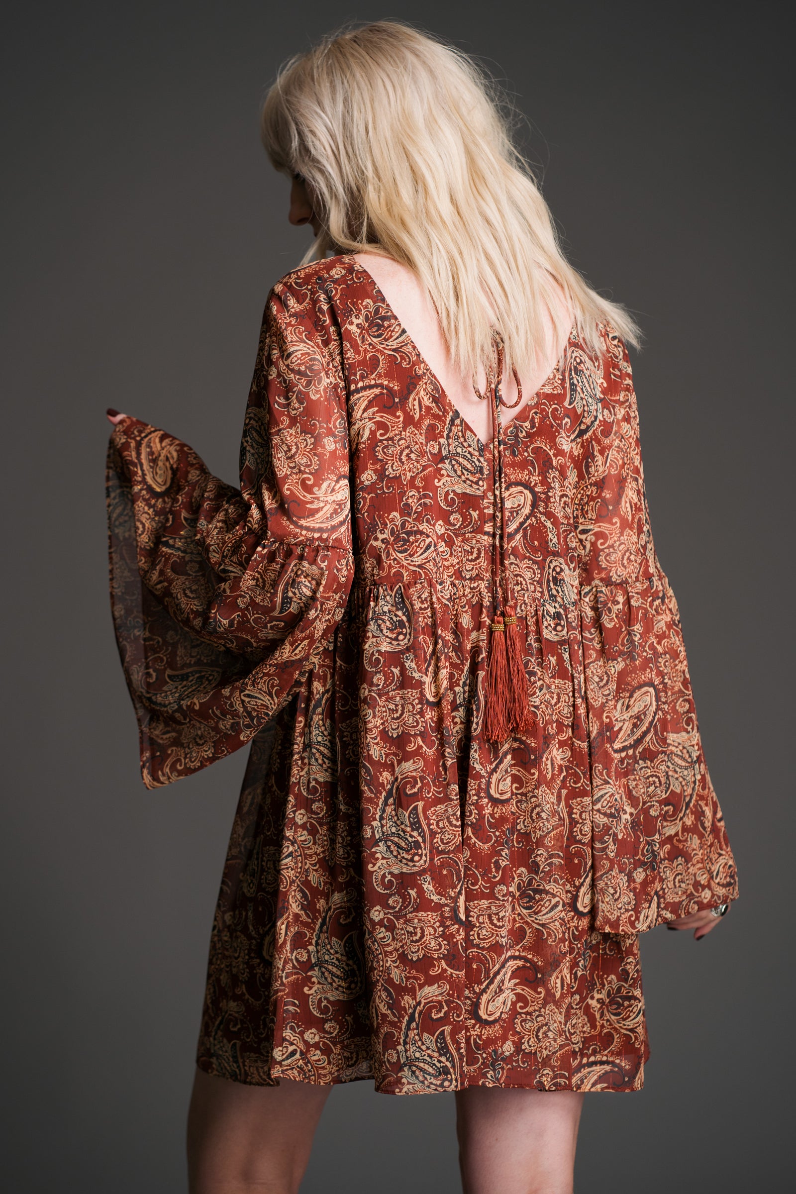 Gold Dust Paisley Smock Dress