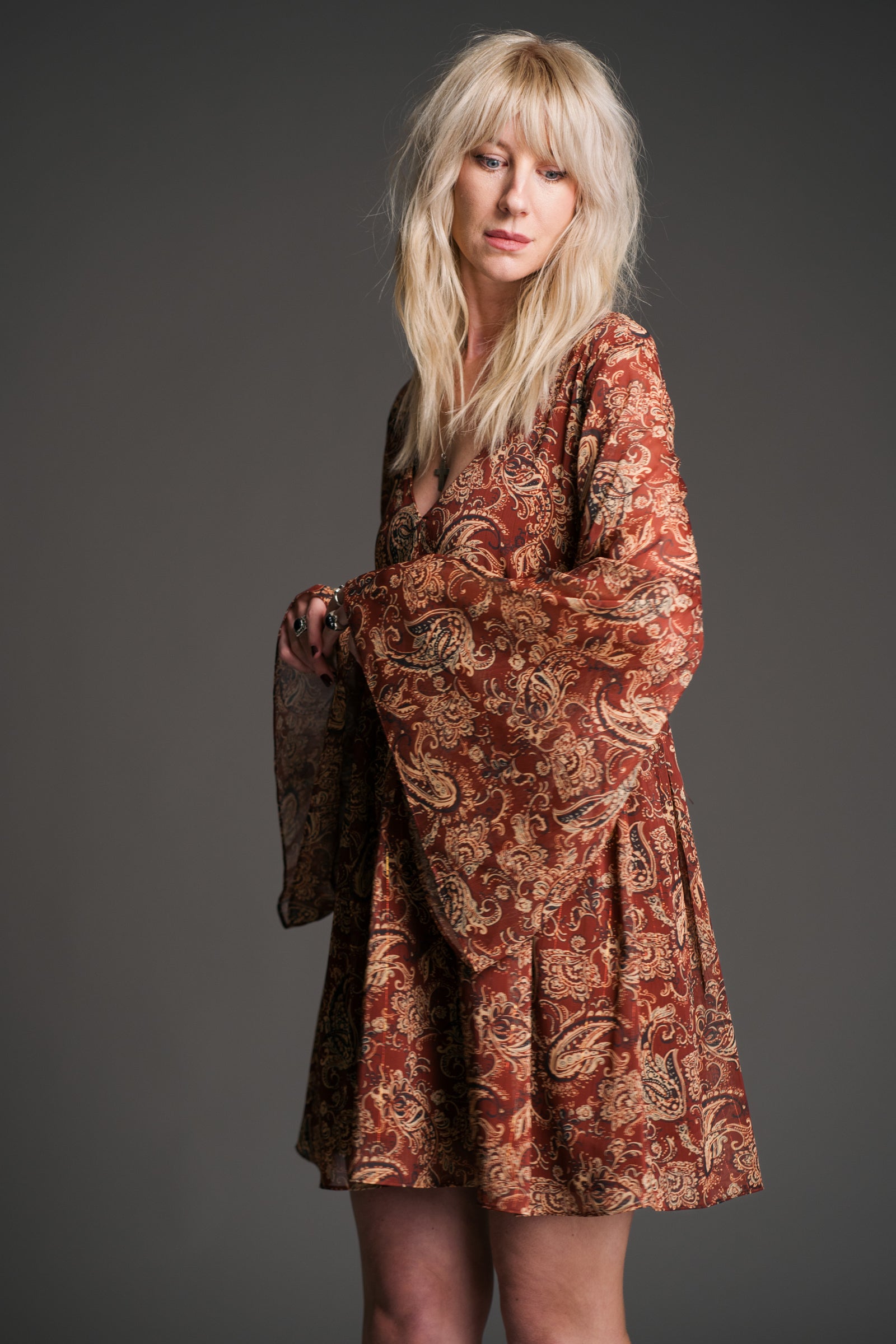 Gold Dust Paisley Smock Dress