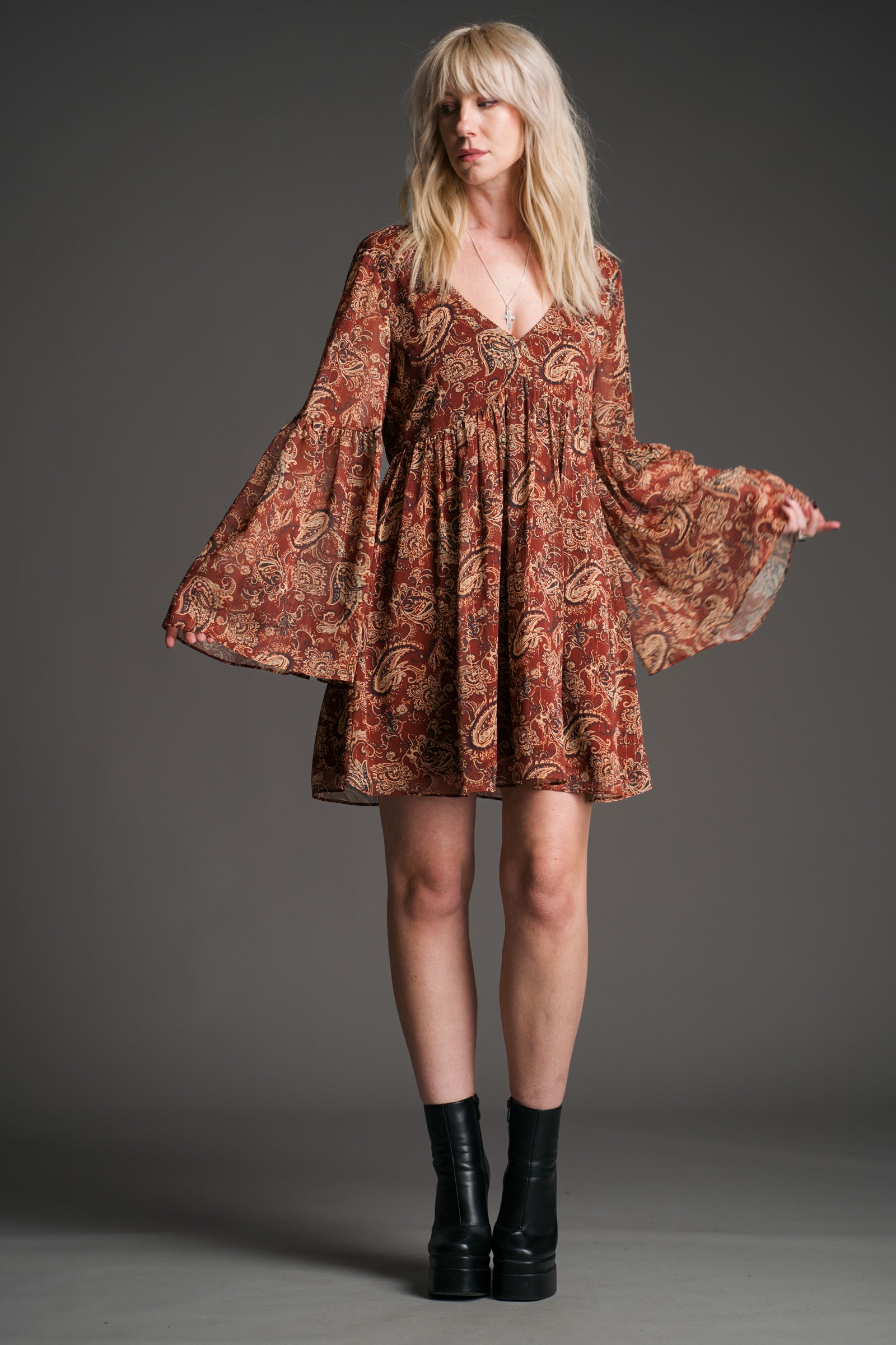 Gold Dust Paisley Smock Dress